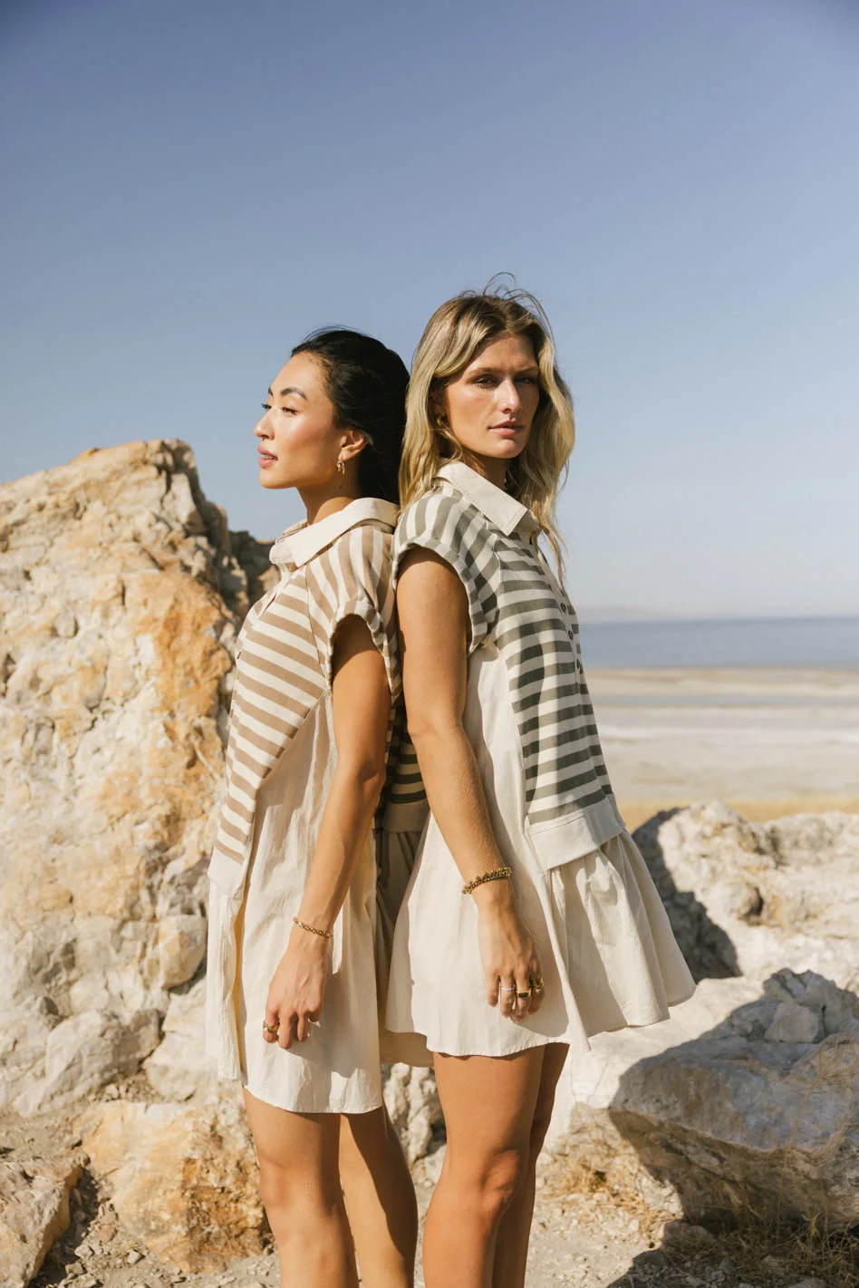 Evan Collared Mini Dress in Taupe - FINAL SALE - Image 5