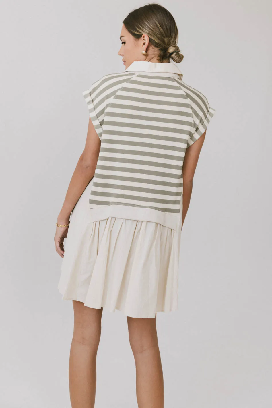 Evan Collared Mini Dress in Olive - FINAL SALE - Image 3
