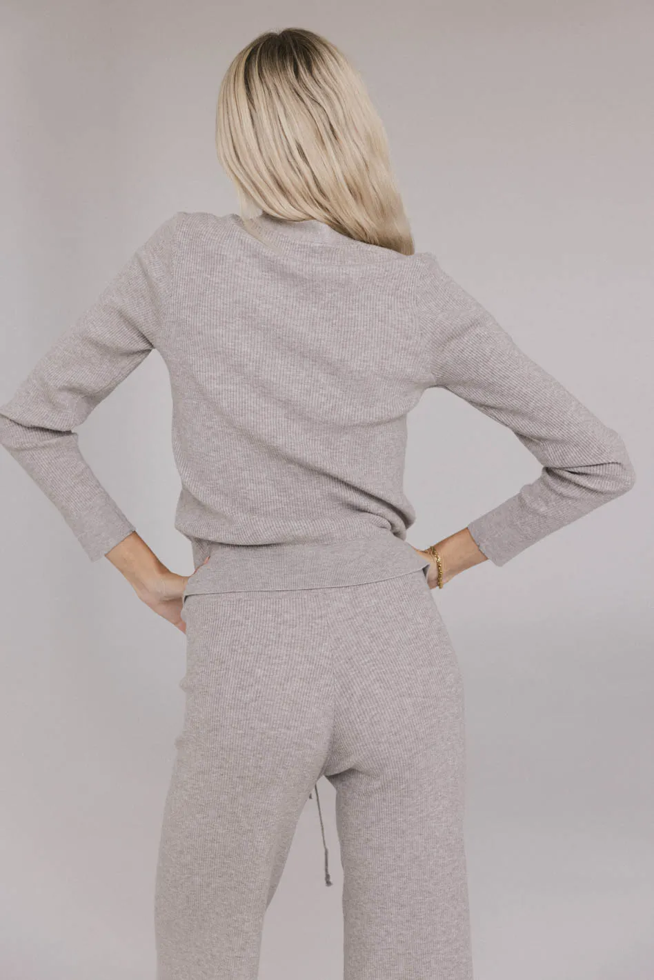 Evelise Ribbed Cardigan in Grey - FINAL SALE - Image 3