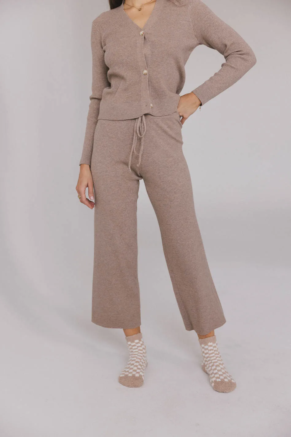 Evelise Ribbed Pants in Mocha - FINAL SALE - Image 2