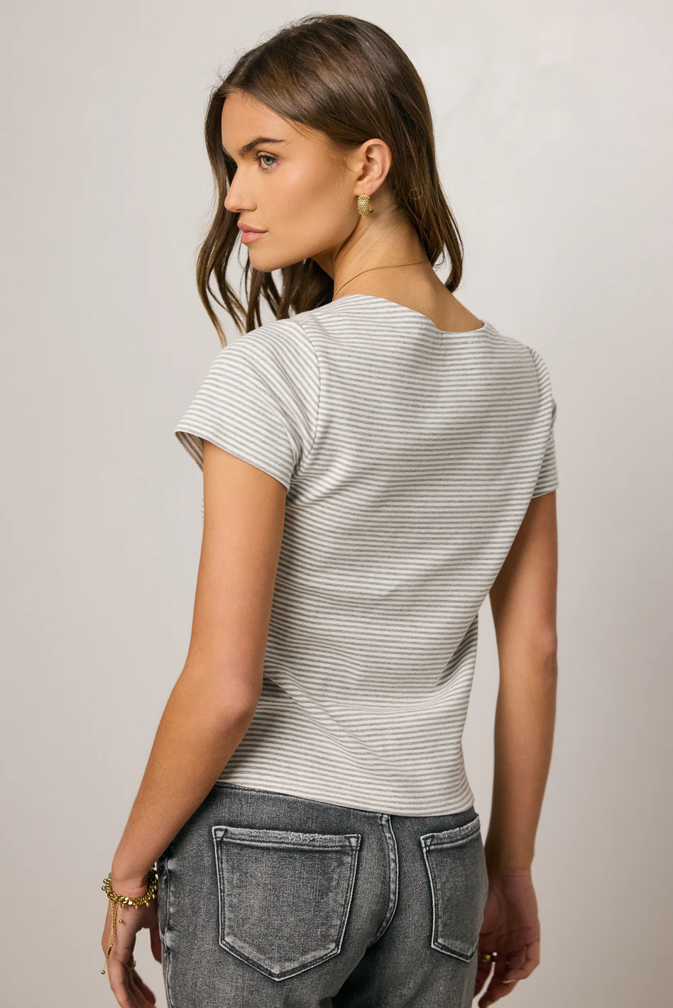 Favor Striped Tee in Grey - FINAL SALE - Image 3