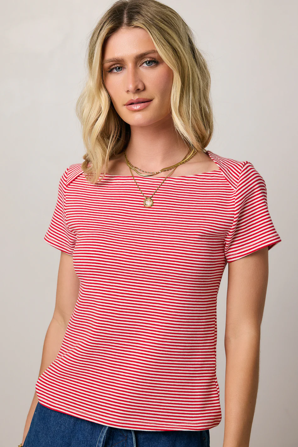 Favor Striped Tee in Red - FINAL SALE - Image 2