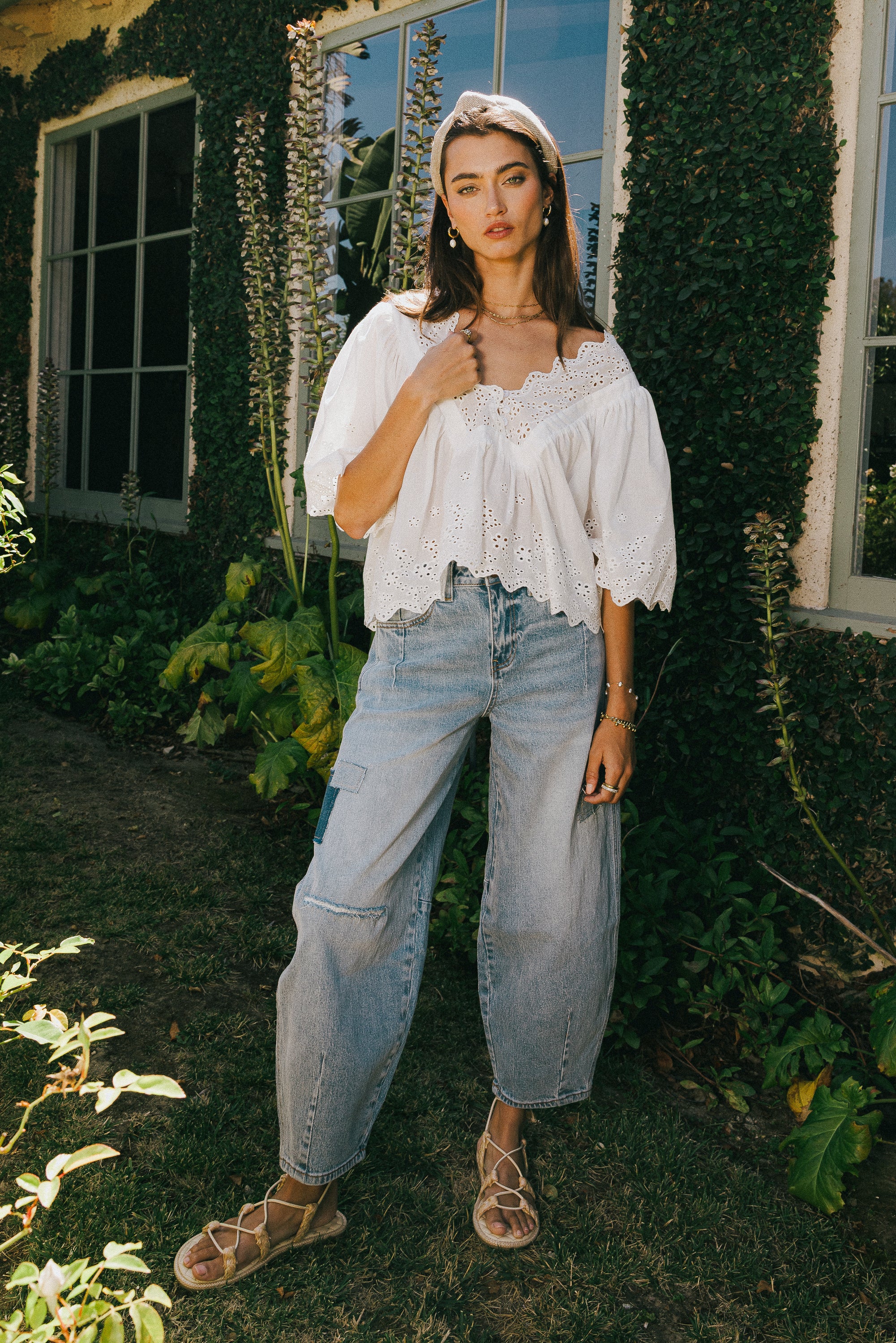 Faye Embroidered Blouse in White - FINAL SALE - Image 2