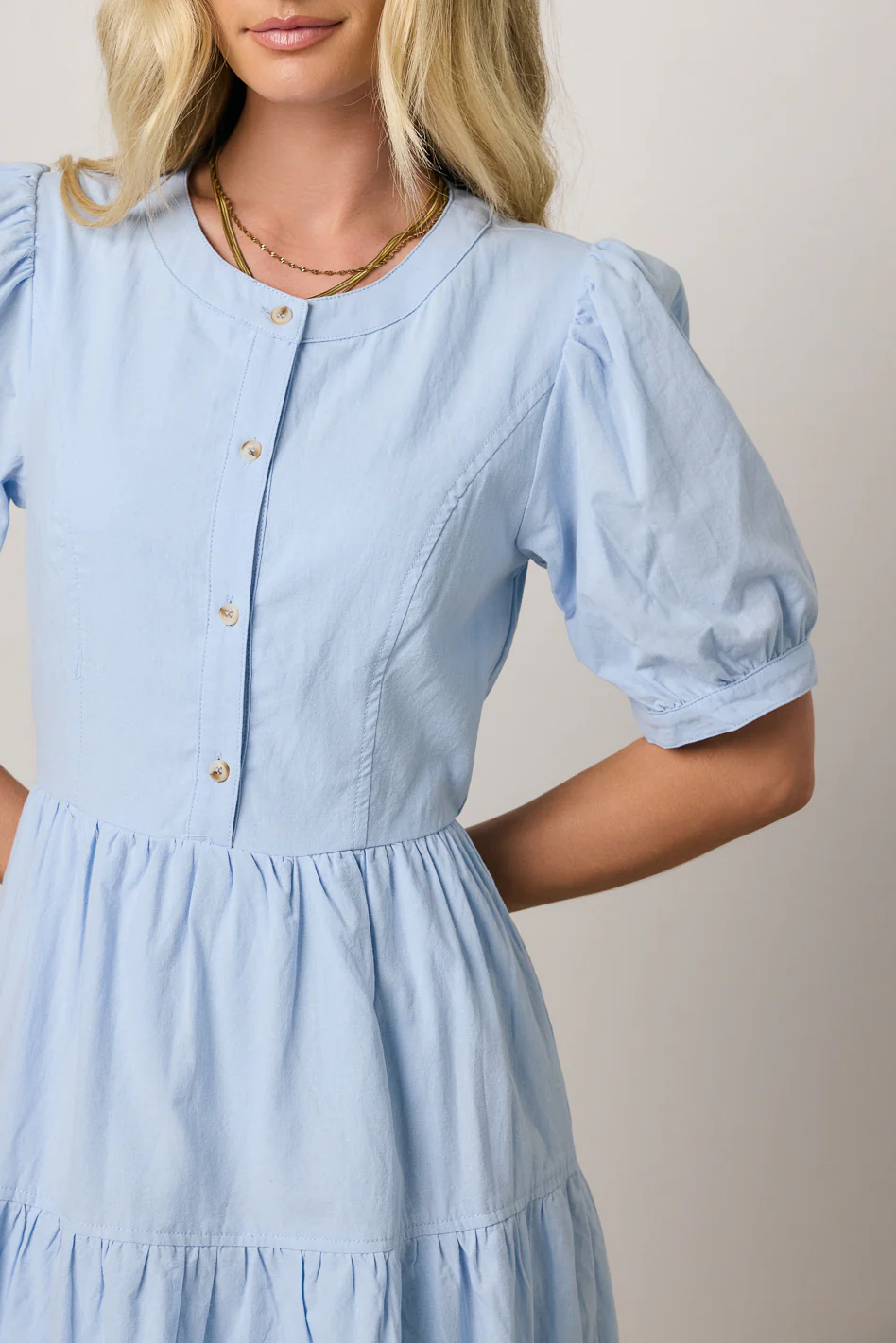 Finey Button Front Maxi Dress in Blue - FINAL SALE - Image 2