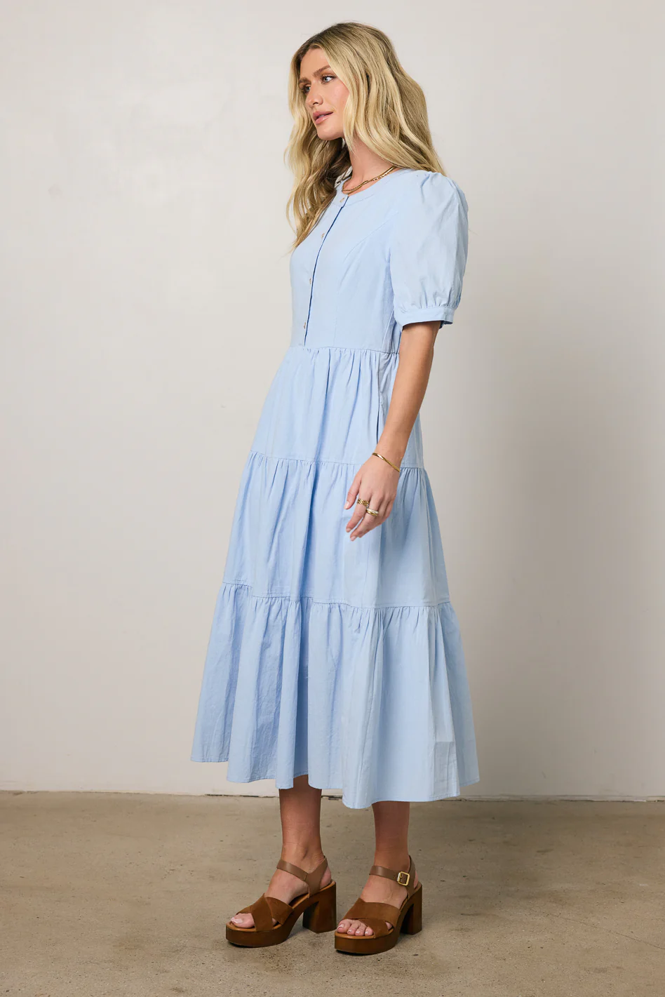 Finey Button Front Maxi Dress in Blue - FINAL SALE - Image 3