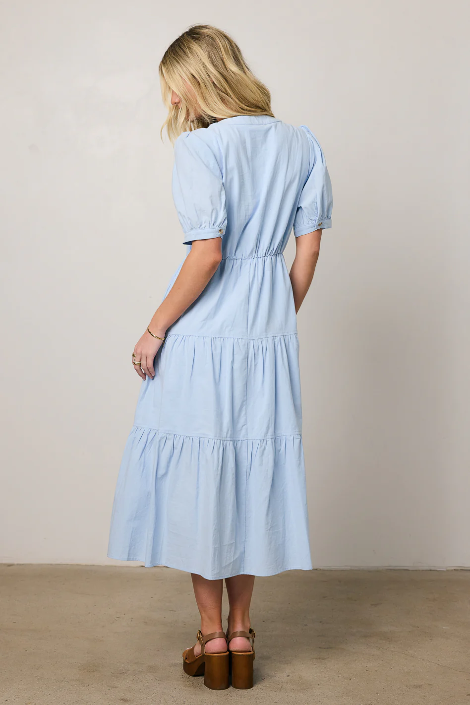 Finey Button Front Maxi Dress in Blue - FINAL SALE - Image 4