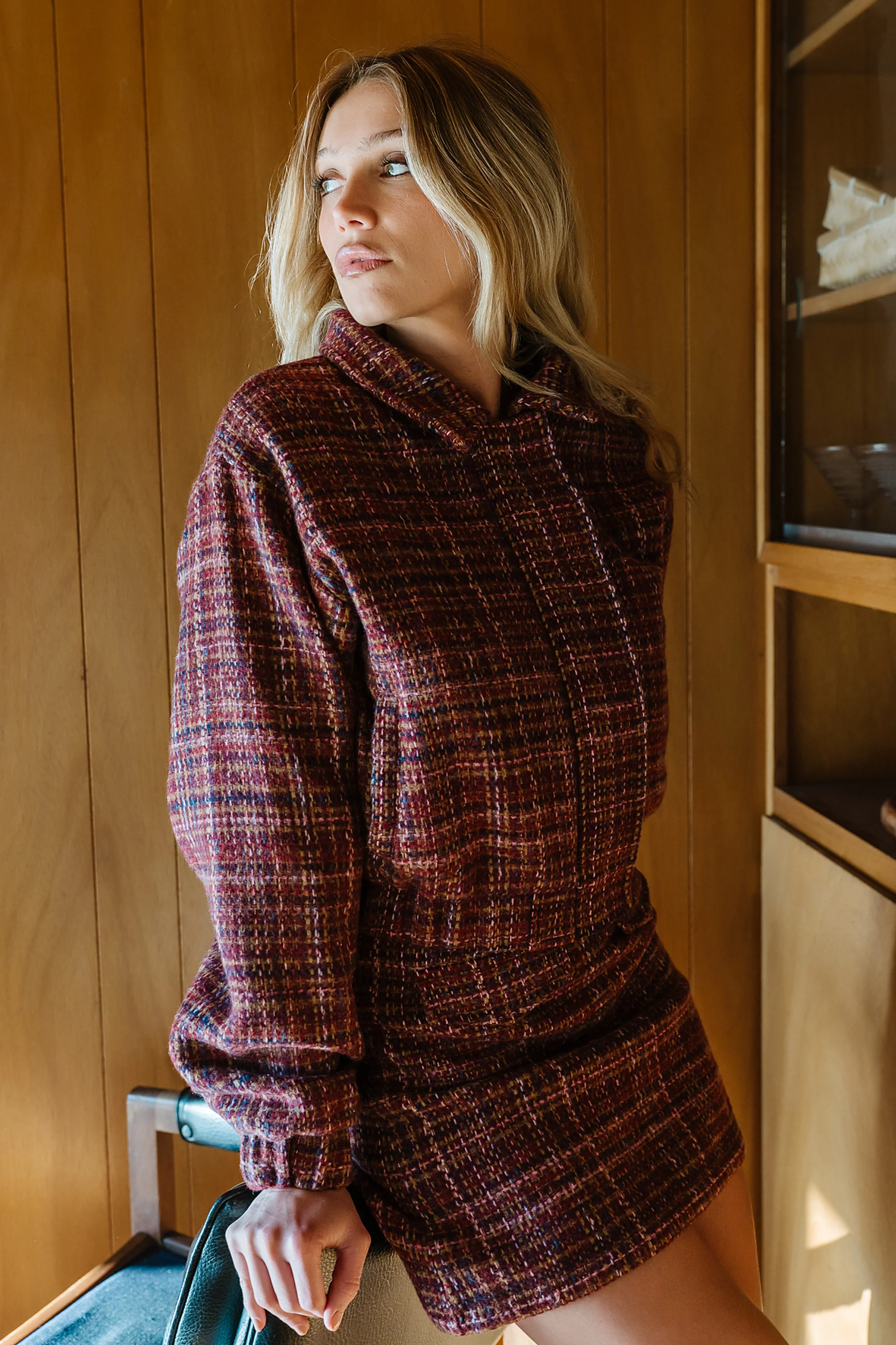 Finley Tweed Mini Skirt in Red - Image 3