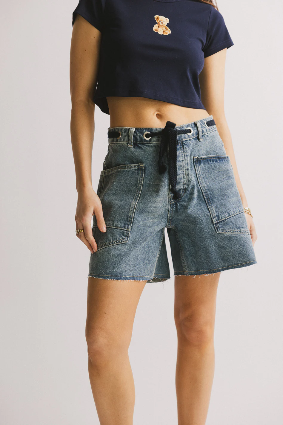 Finneas Denim Shorts in Medium Wash - FINAL SALE - Image 5
