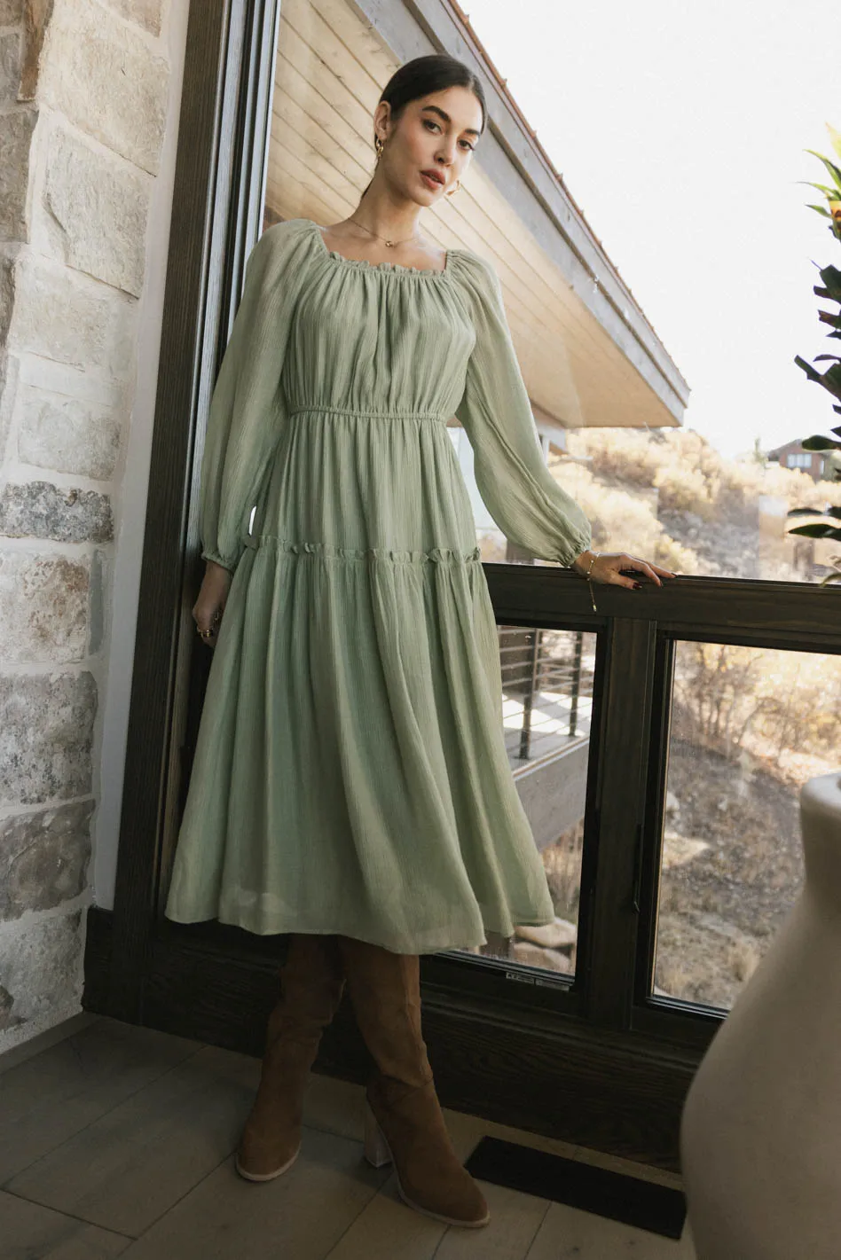 Finnian Midi Dress in Sage - FINAL SALE - Image 3