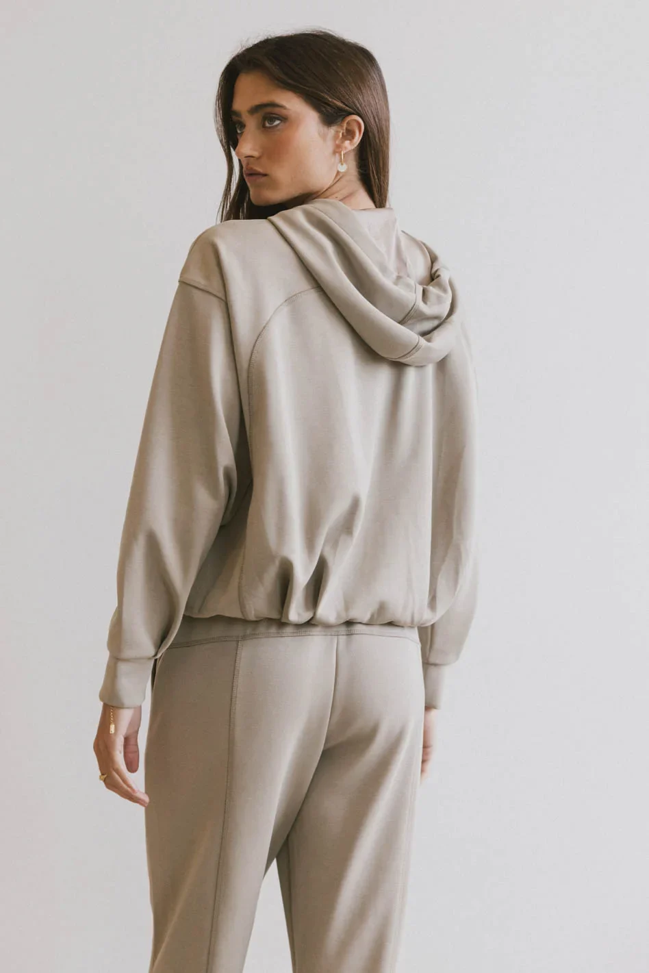Flow State Pullover Hoodie in Taupe - FINAL SALE - Image 2