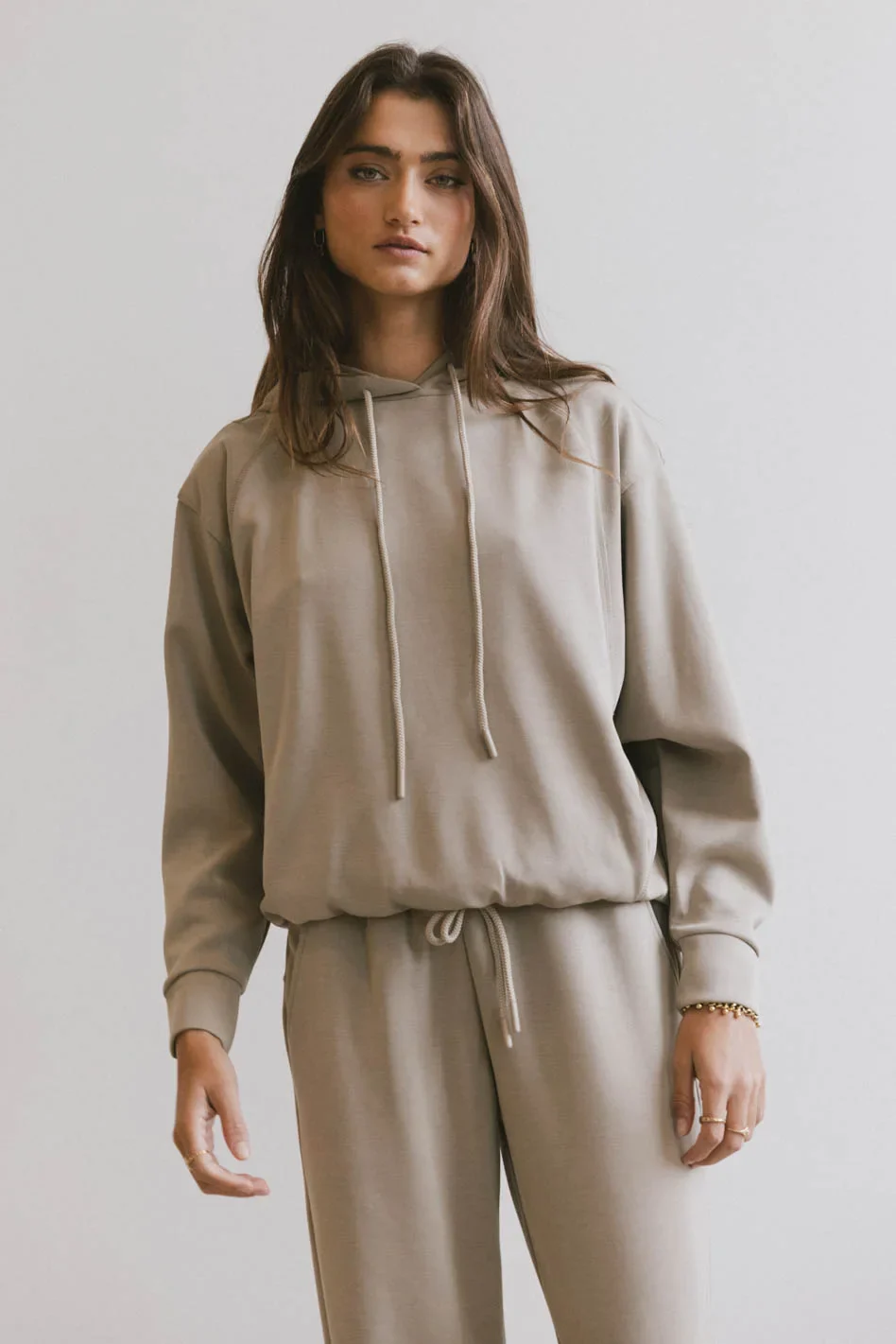Flow State Pullover Hoodie in Taupe - FINAL SALE - Image 3