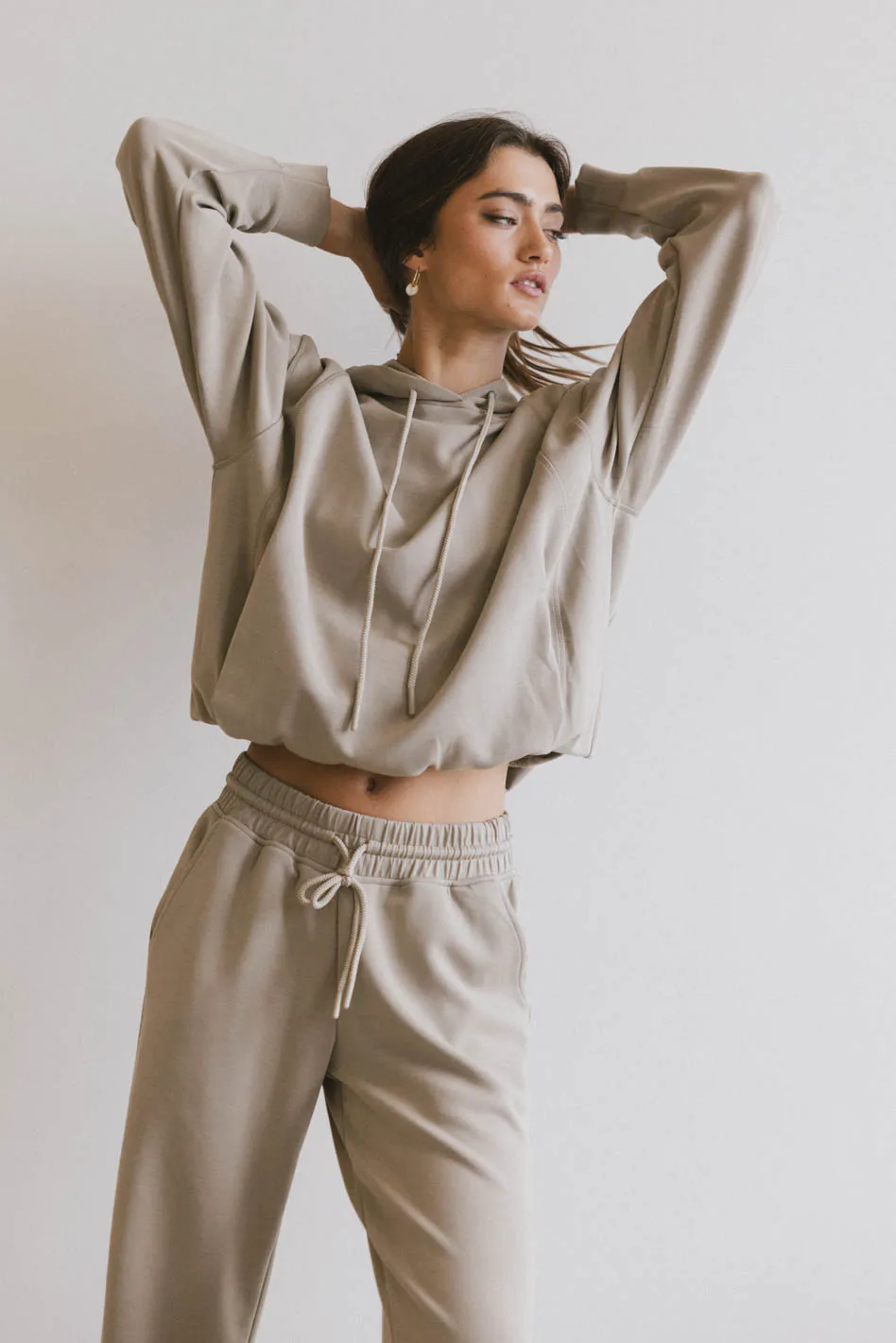 Flow State Pullover Hoodie in Taupe - FINAL SALE - Image 5