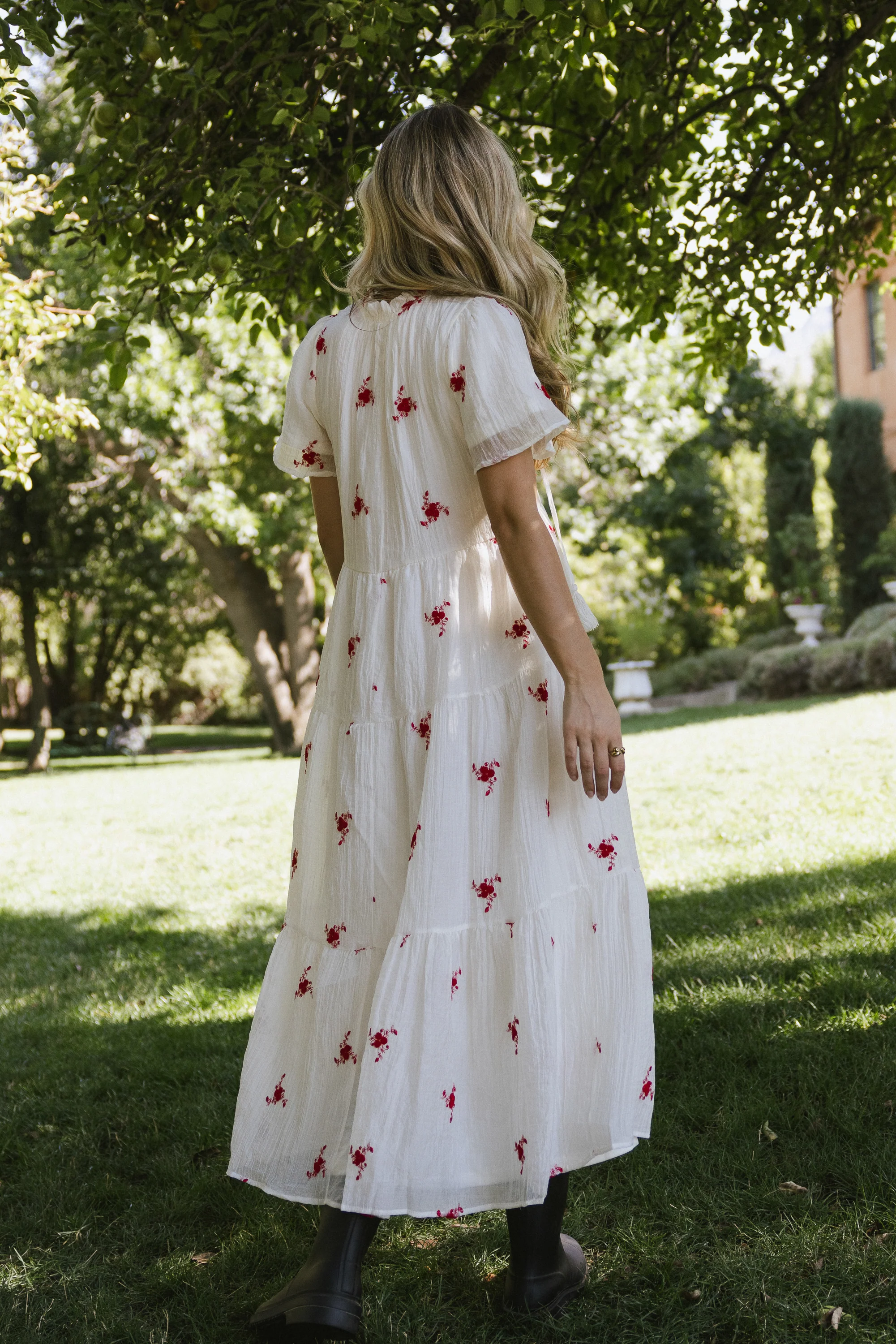 Flynn Embroidered Maxi Dress in Red - Image 4