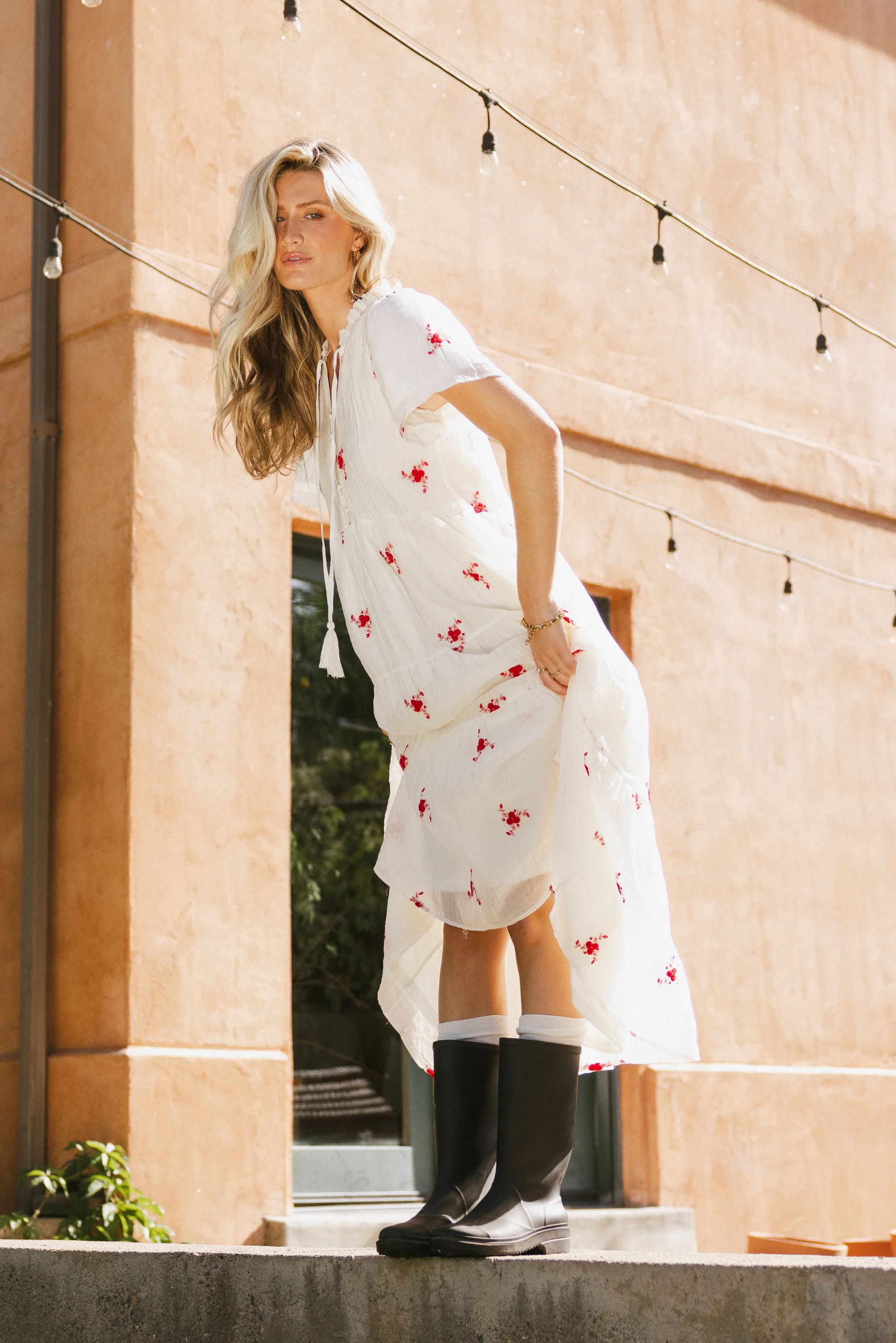 Flynn Embroidered Maxi Dress in Red - Image 5