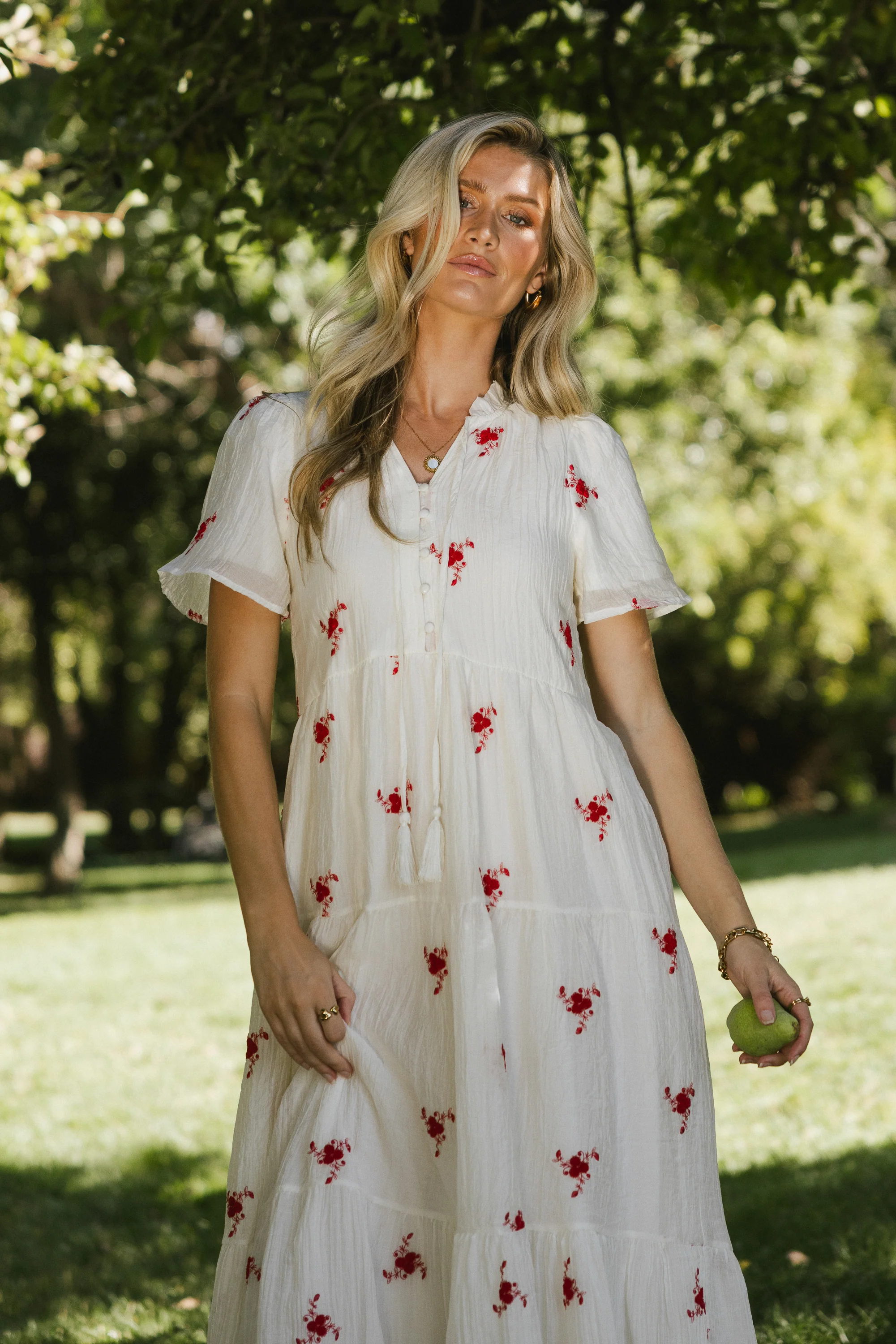 Flynn Embroidered Maxi Dress in Red - Image 6