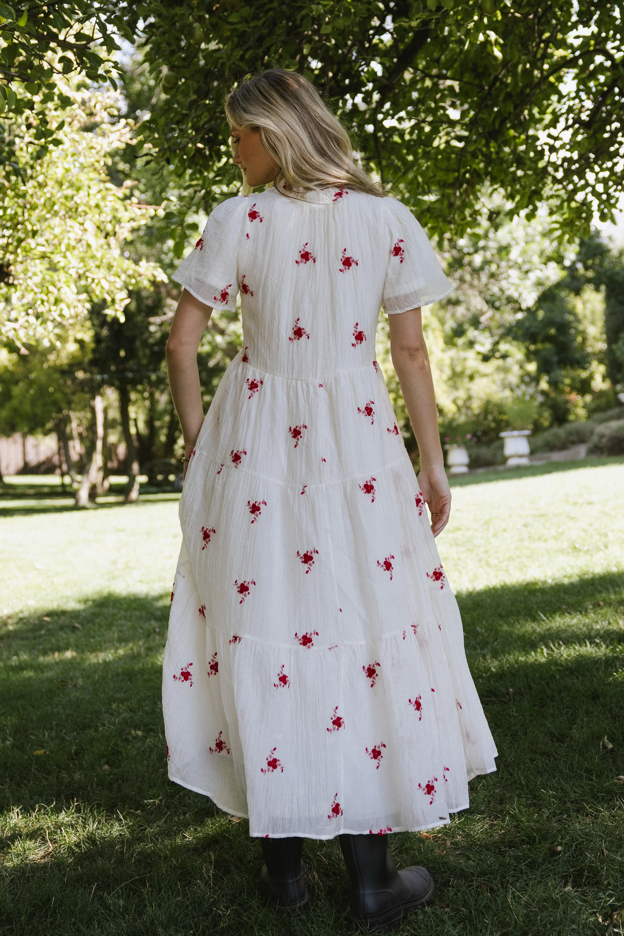 Flynn Embroidered Maxi Dress in Red - Image 7