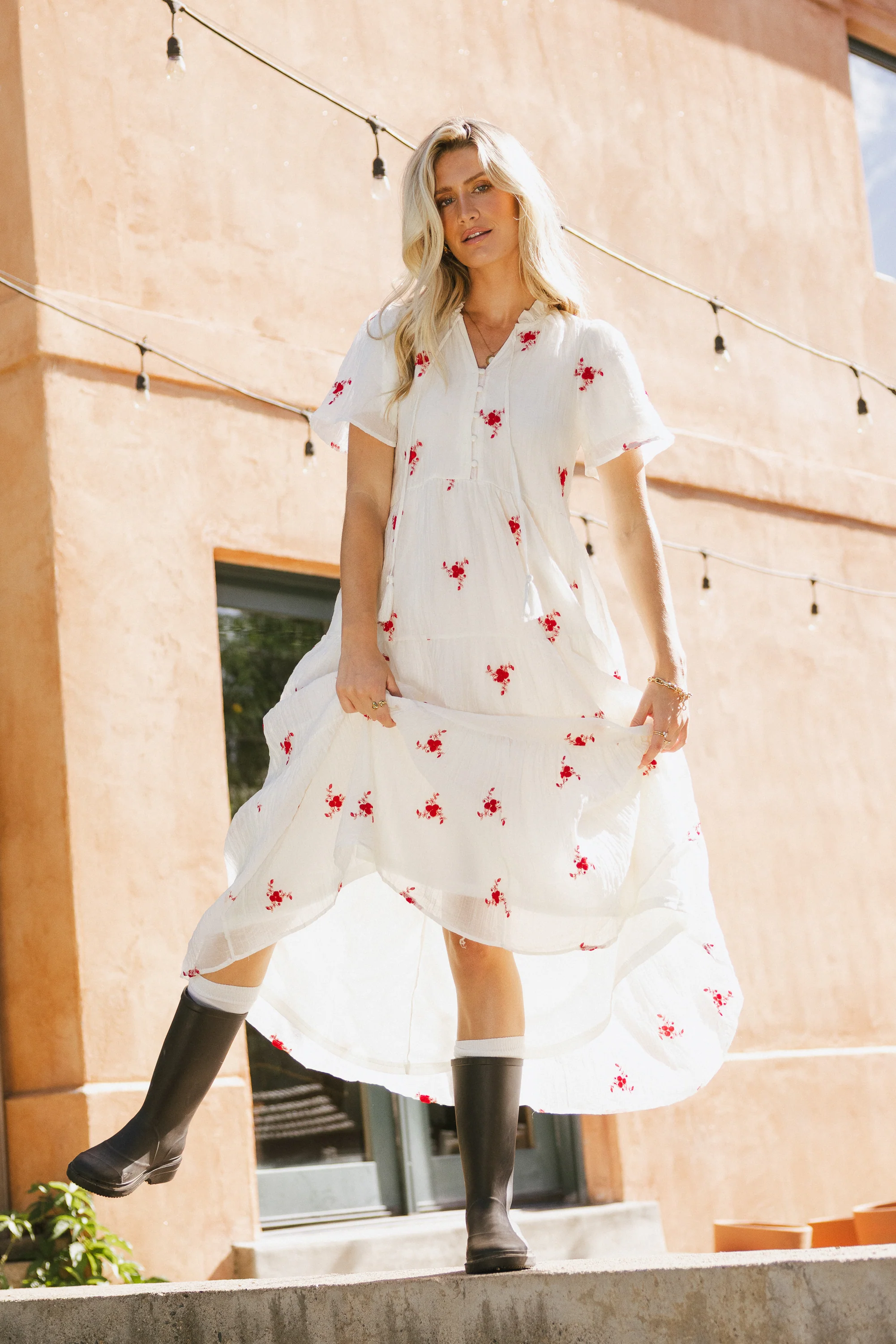 Flynn Embroidered Maxi Dress in Red - Image 8