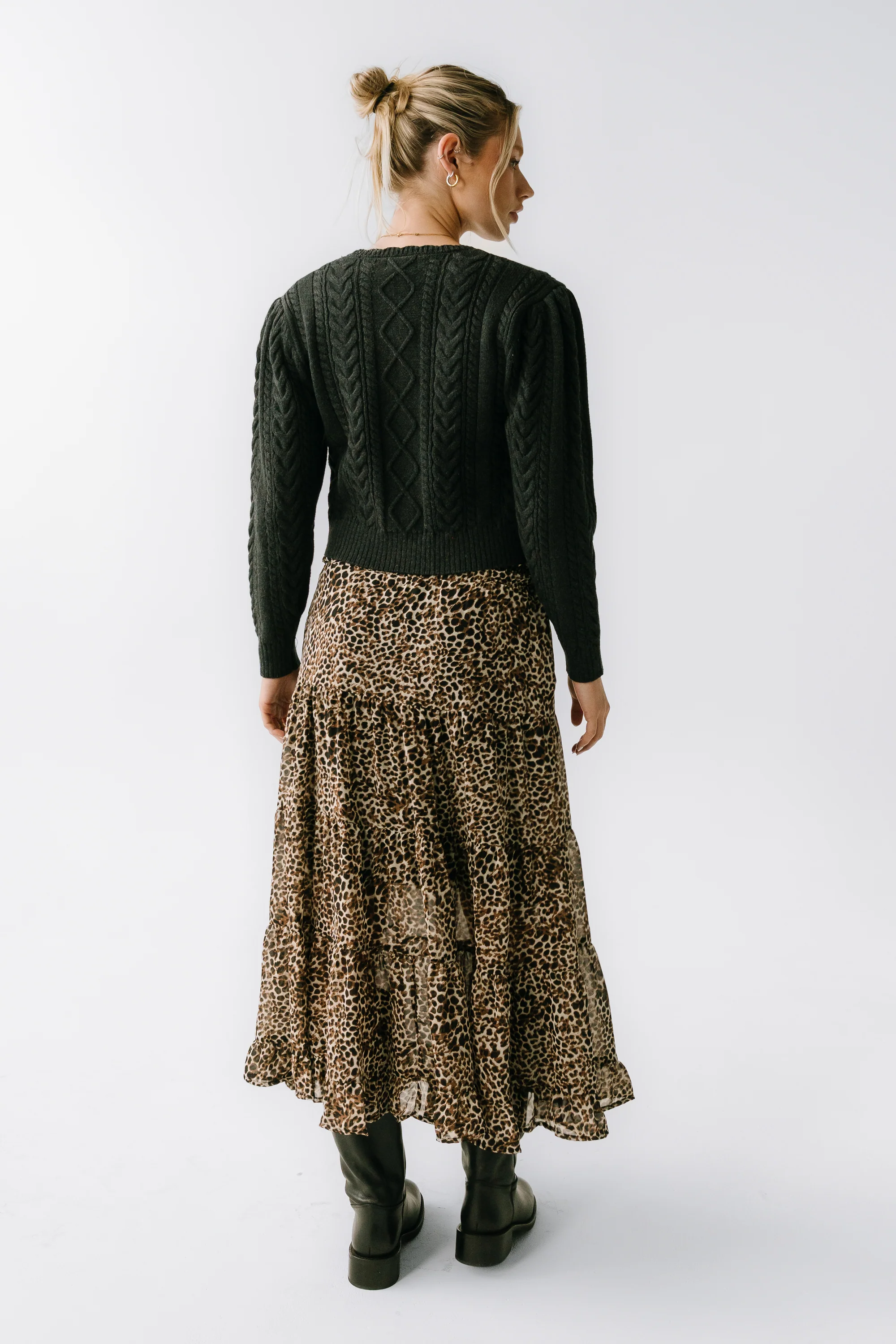 France Knit Cardigan in Charcoal - FINAL SALE - Image 3