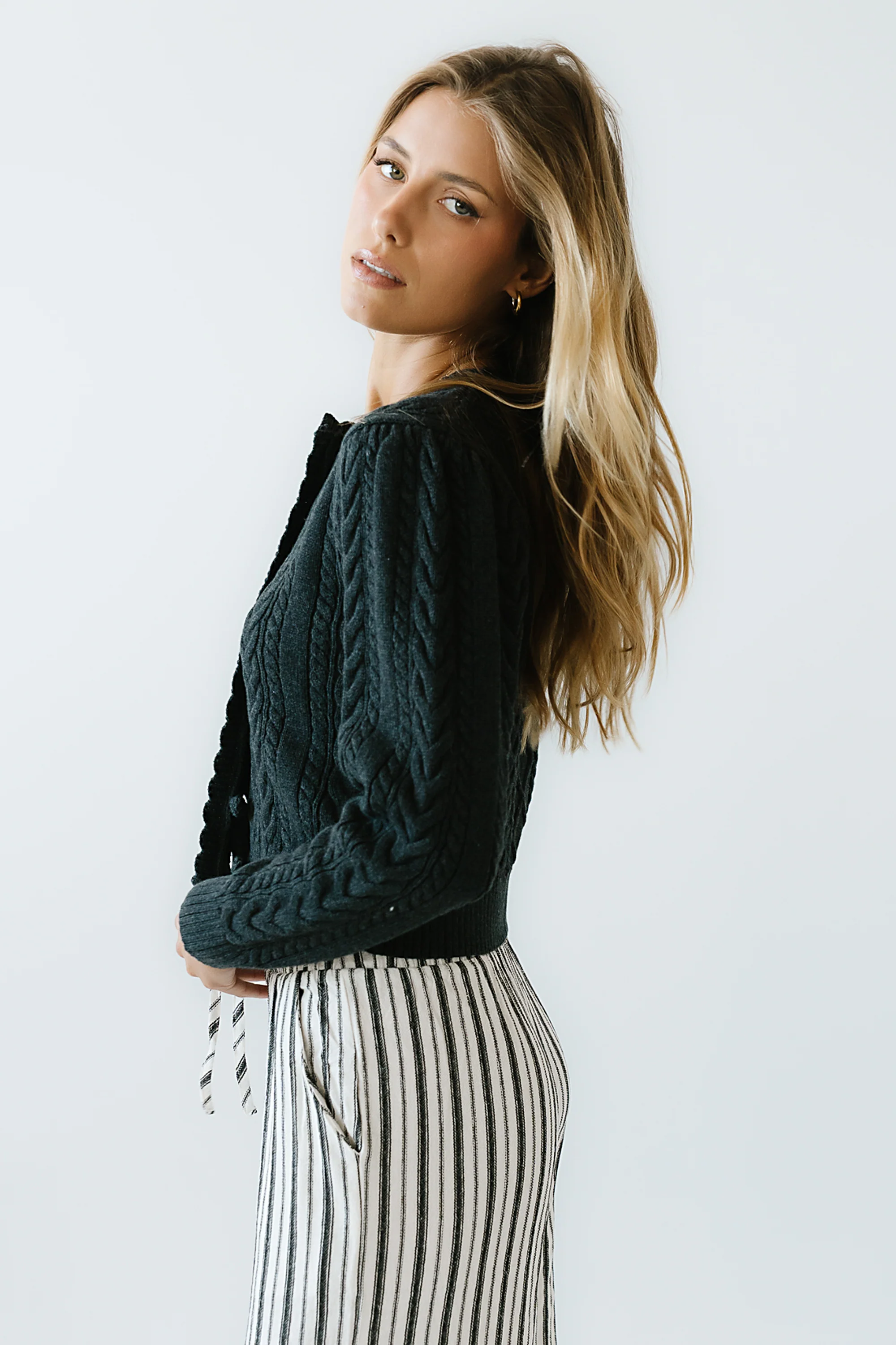 France Knit Cardigan in Charcoal - FINAL SALE - Image 6