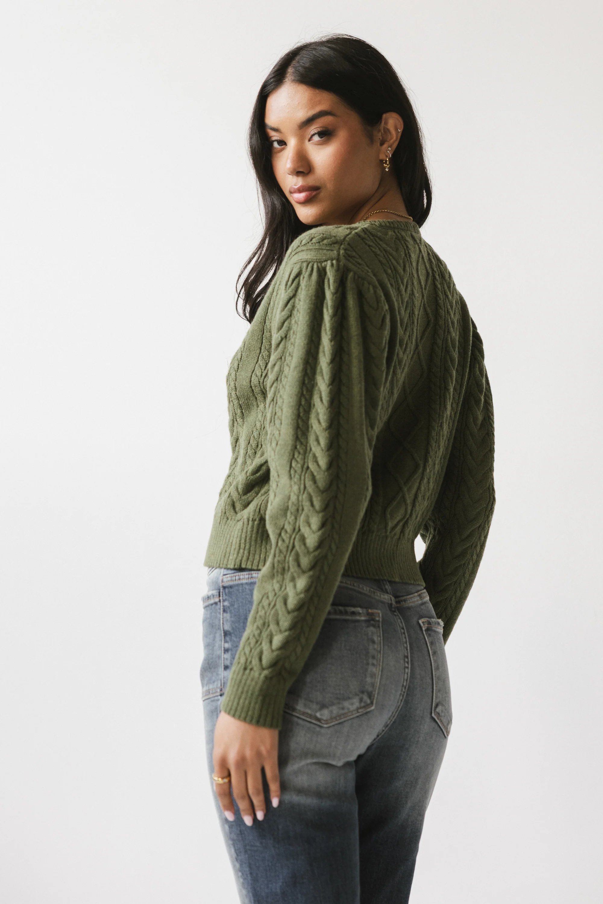 France Knit Cardigan in Olive - FINAL SALE - Image 2