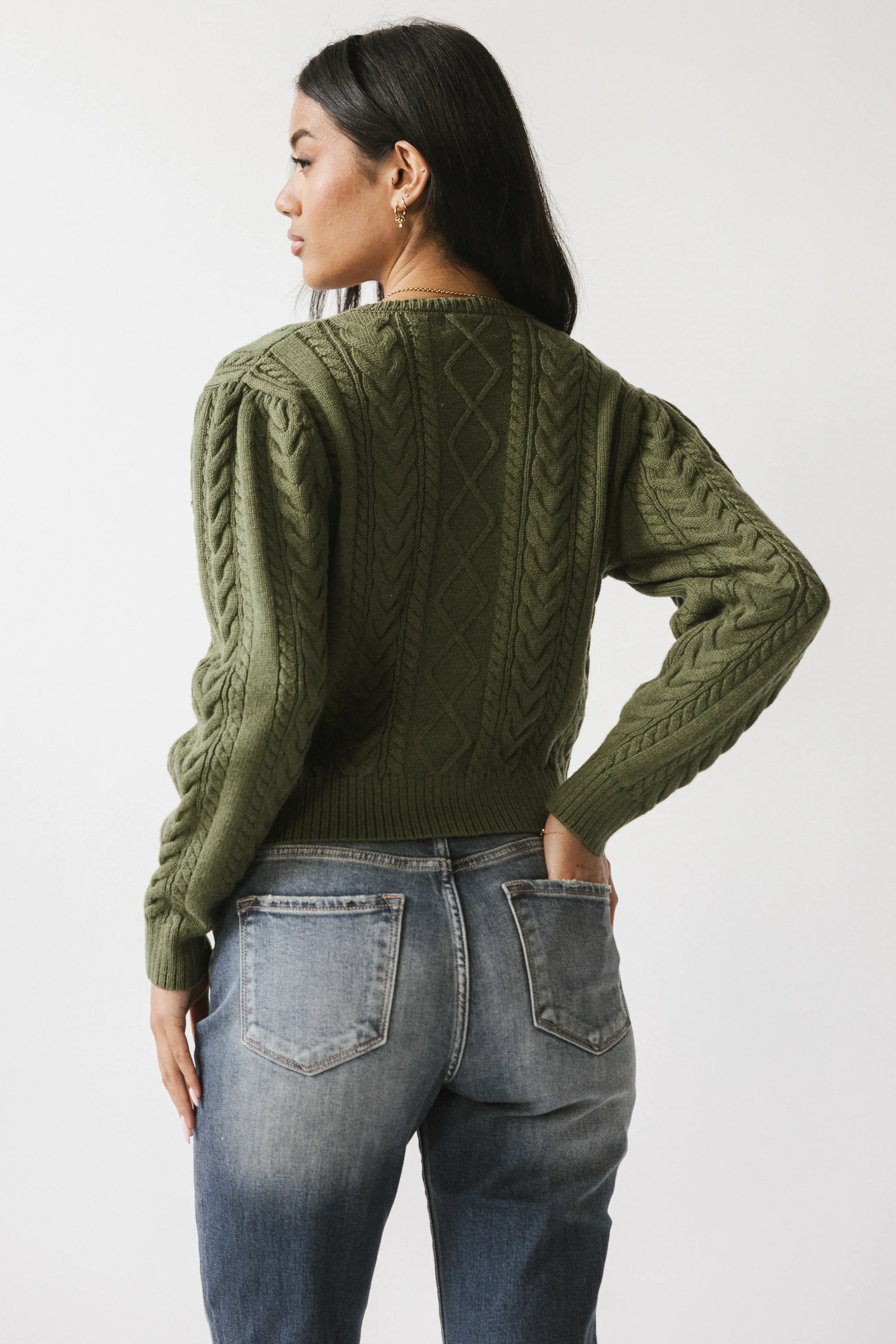 France Knit Cardigan in Olive - FINAL SALE - Image 4
