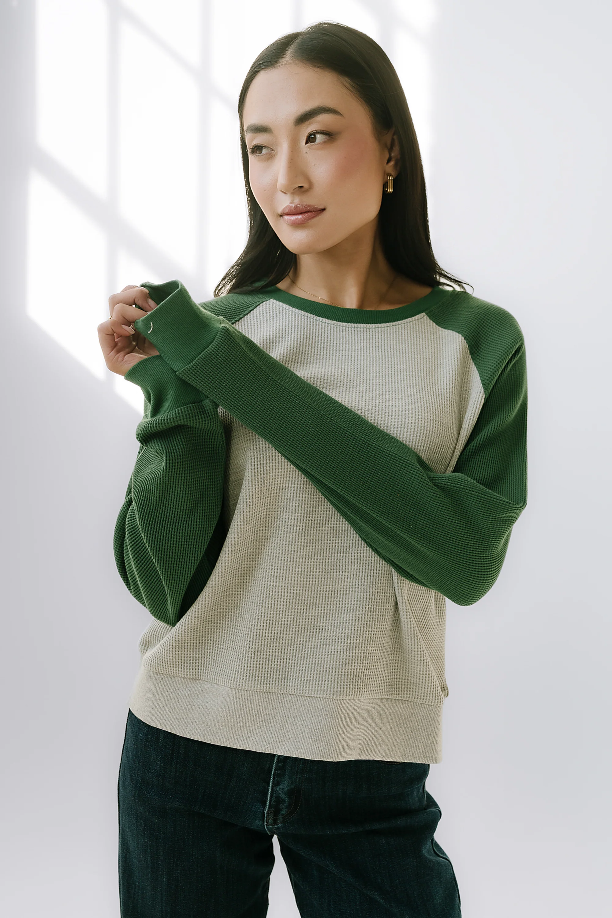 Franklin Contrast Top in Green - FINAL SALE - Image 3