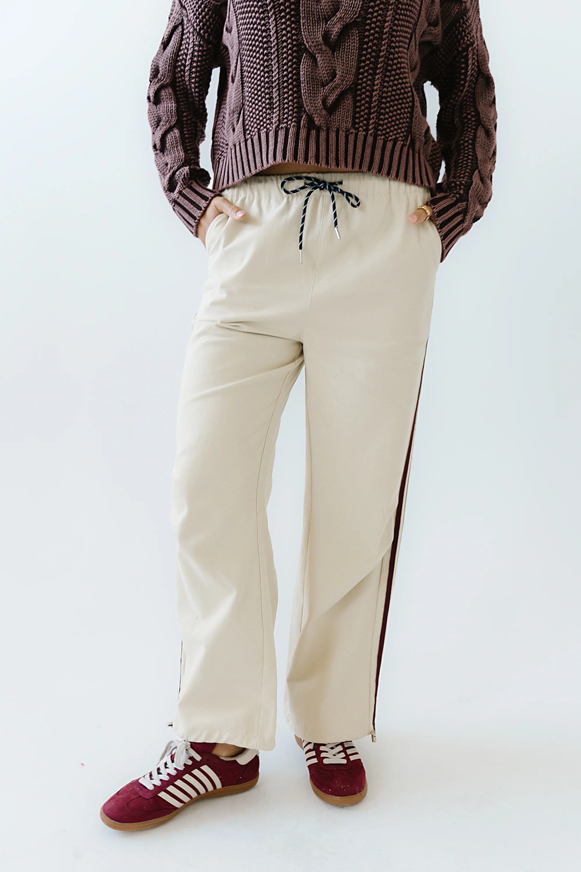 Franklin Striped Joggers in Cream - FINAL SALE