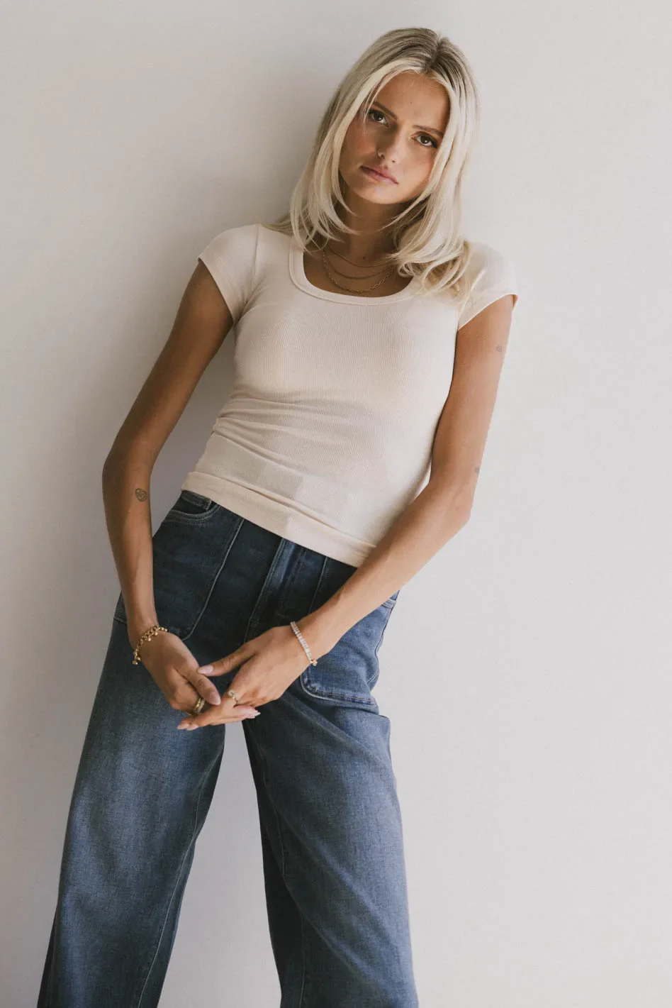 Freya Ribbed Top in Ecru - Image 10