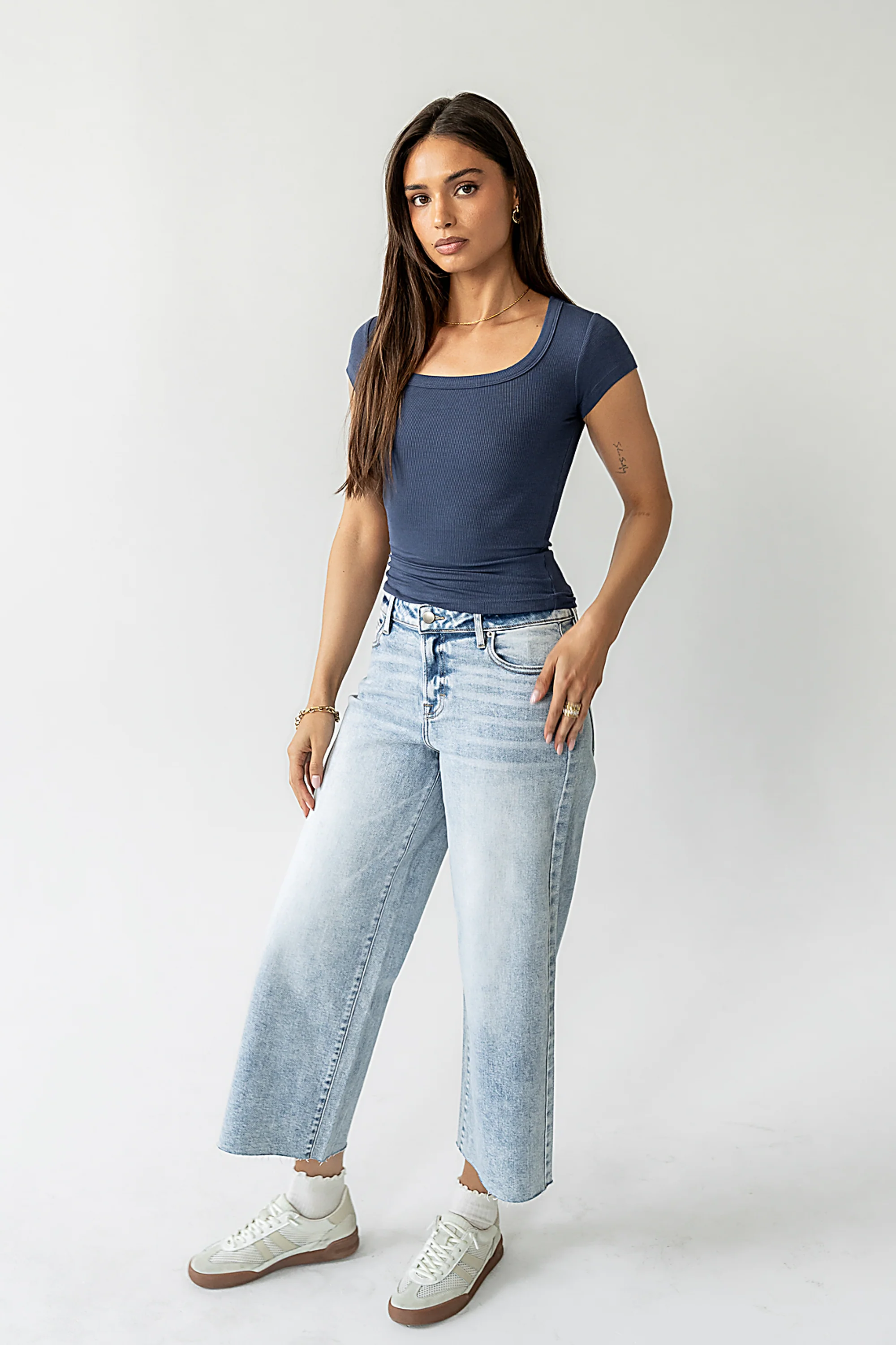 Freya Ribbed Top in Navy - Image 5