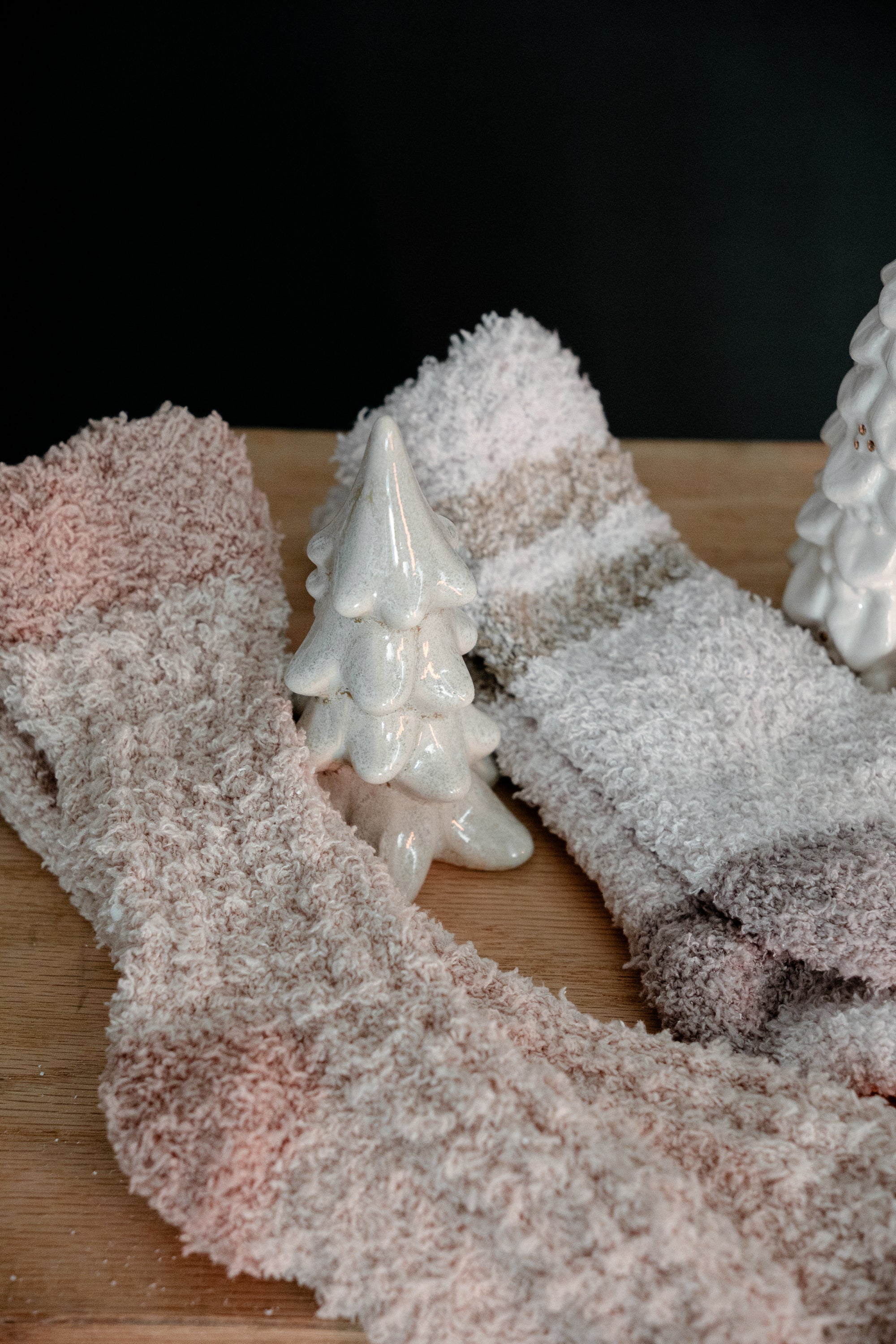 Fuzzy Striped Socks in Ivory - FINAL SALE - Image 2