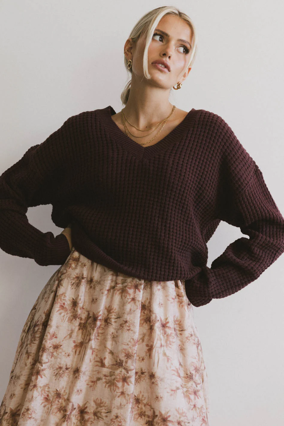 Raychel Knit Sweater in Burgundy - FINAL SALE - Image 4