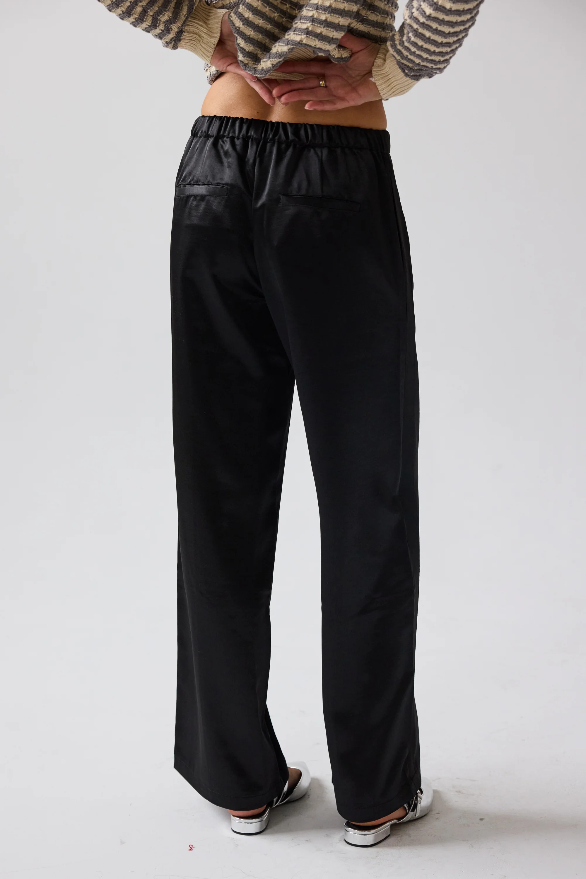 Gemma Satin Wide Leg Pants in Black - FINAL SALE - Image 5