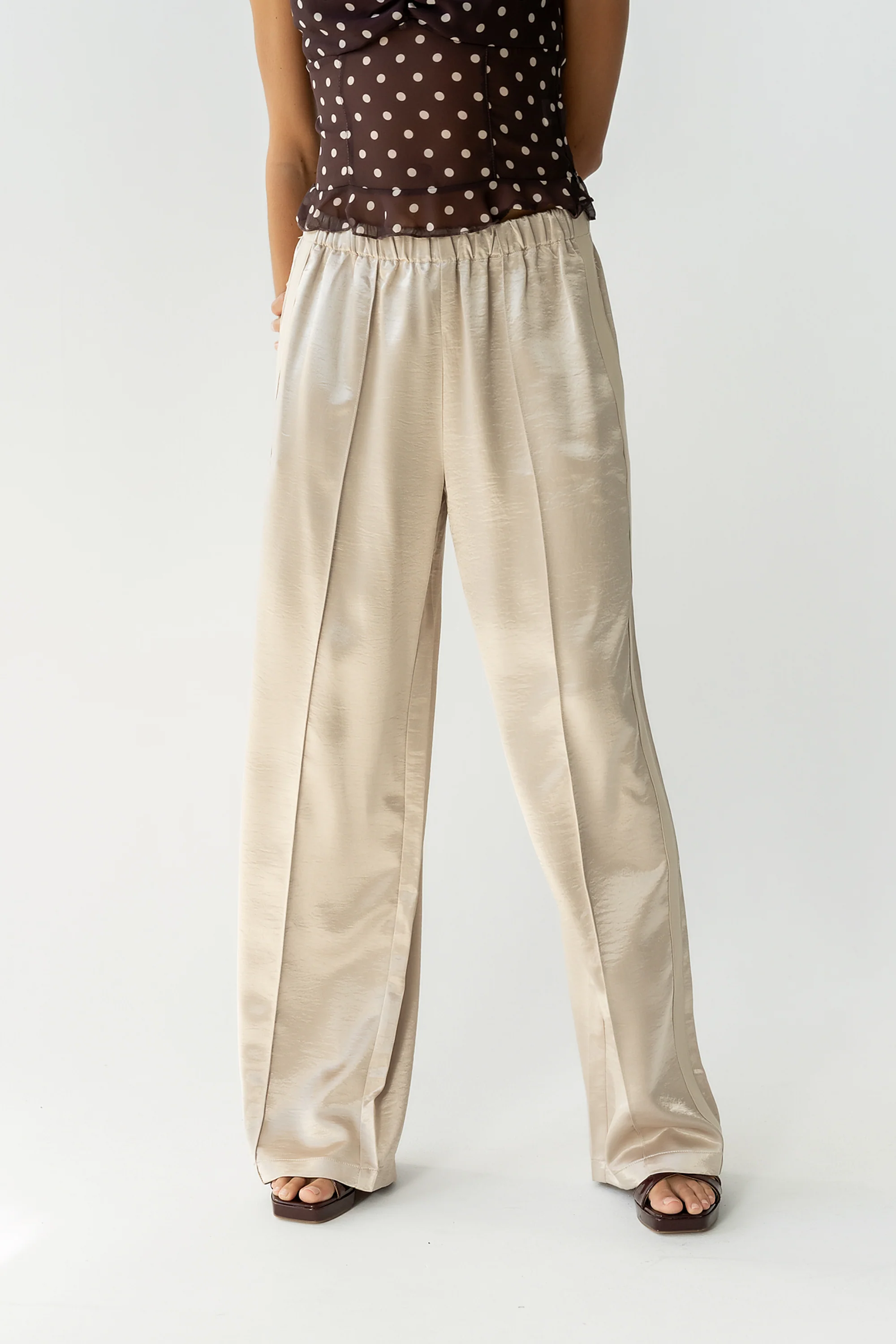 Gemma Satin Wide Leg Pants in Champagne - FINAL SALE - Image 2
