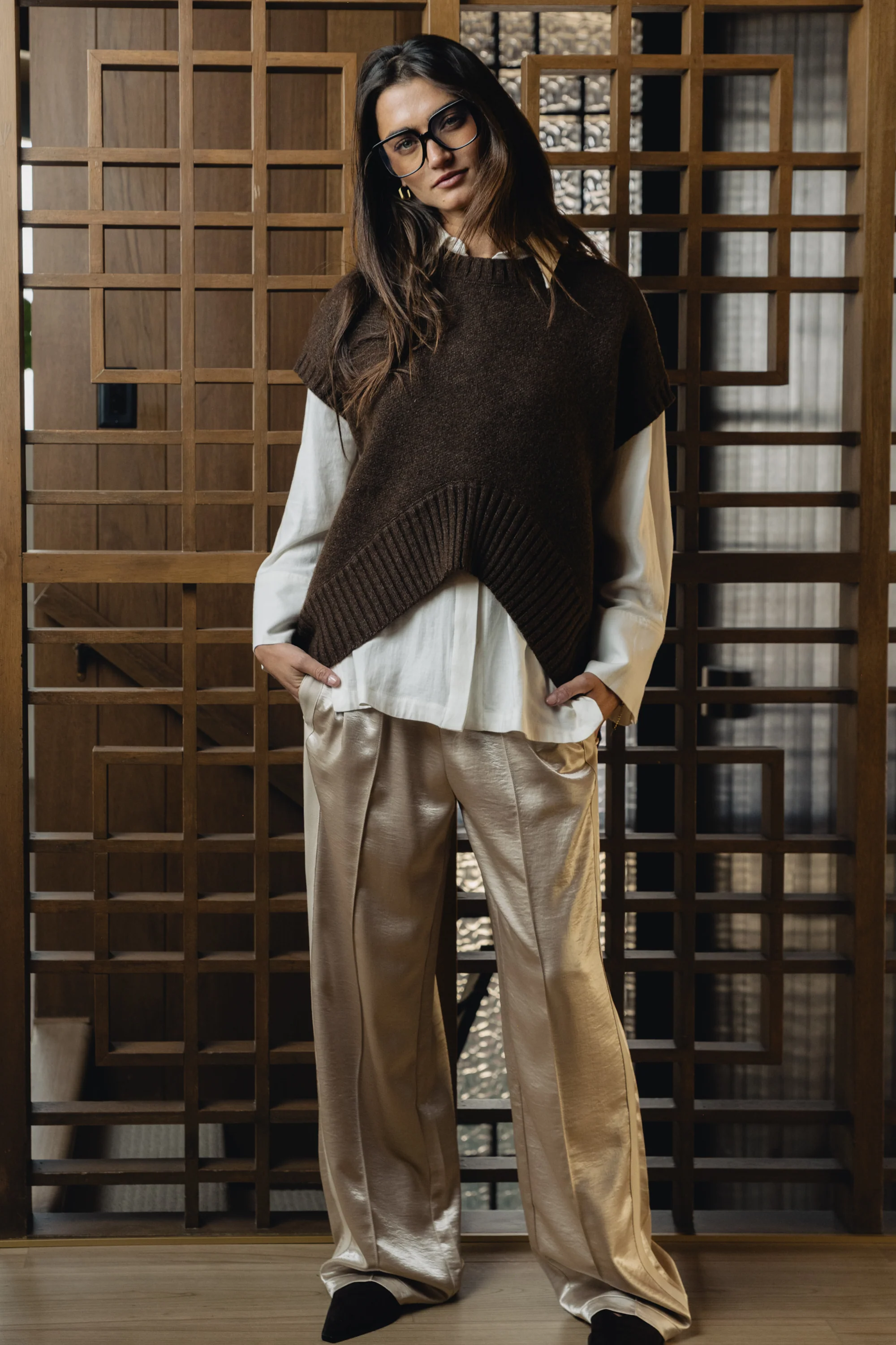Gemma Satin Wide Leg Pants in Champagne - FINAL SALE - Image 3