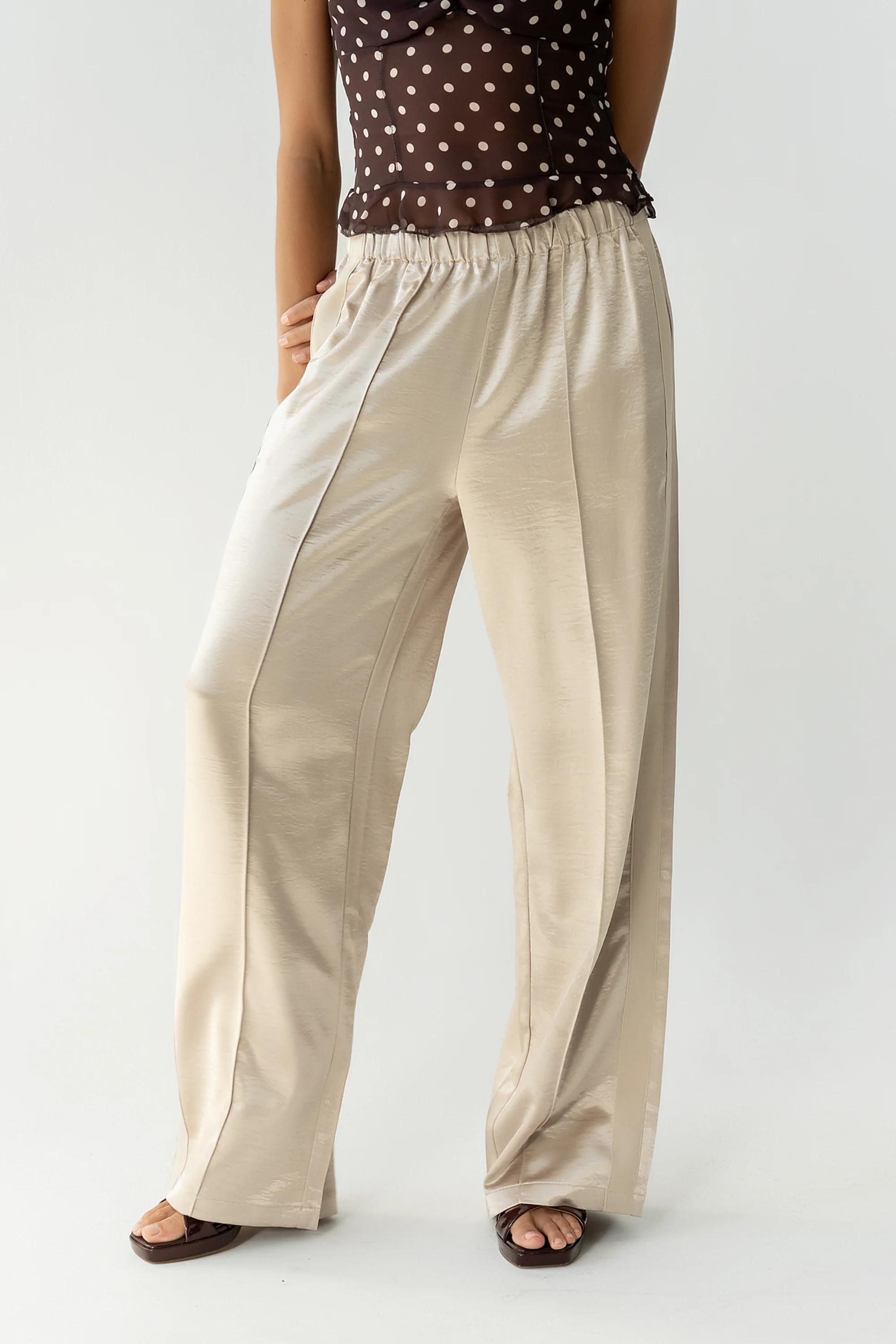 Gemma Satin Wide Leg Pants in Champagne - FINAL SALE - Image 7