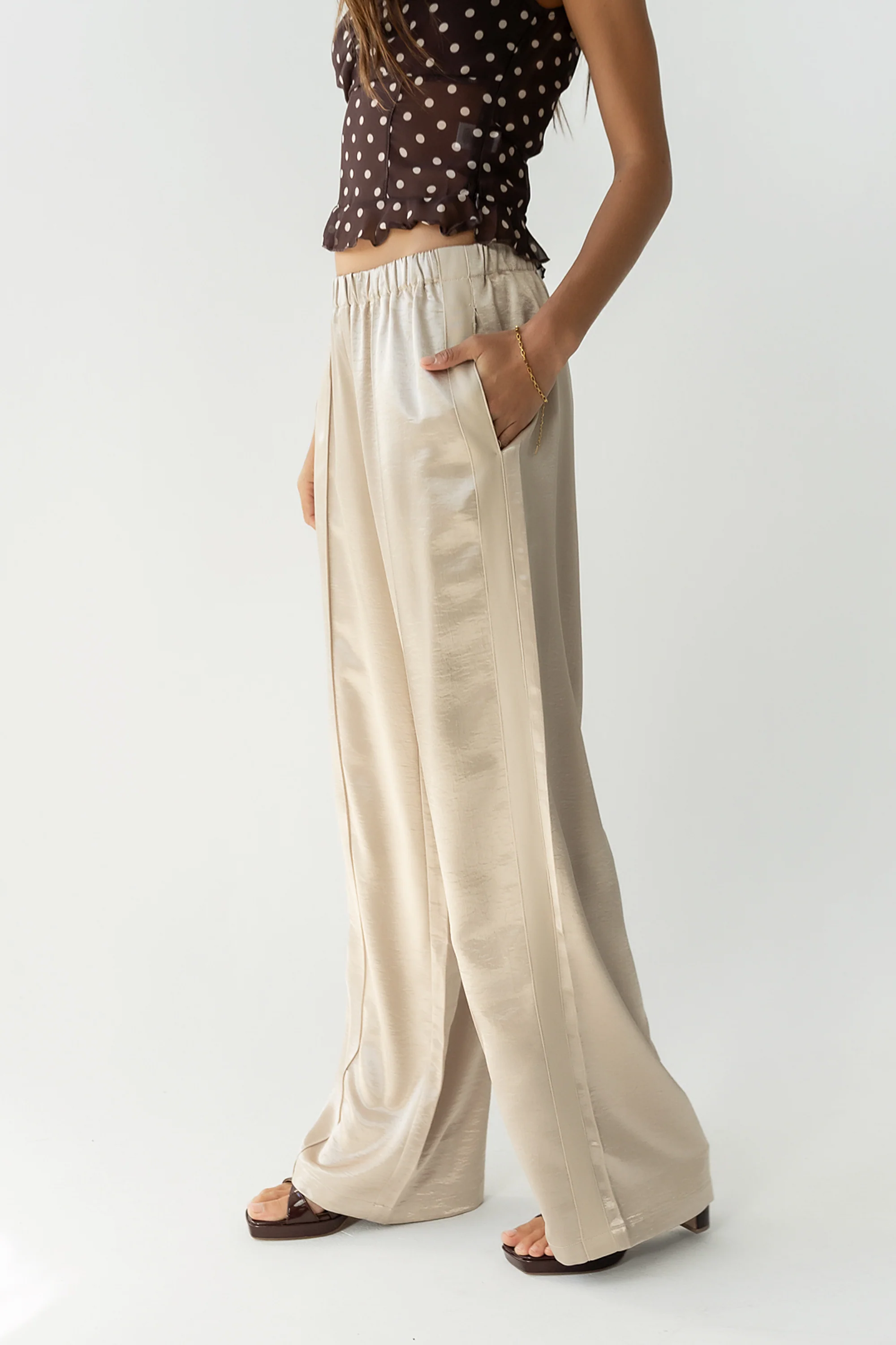 Gemma Satin Wide Leg Pants in Champagne - FINAL SALE - Image 8