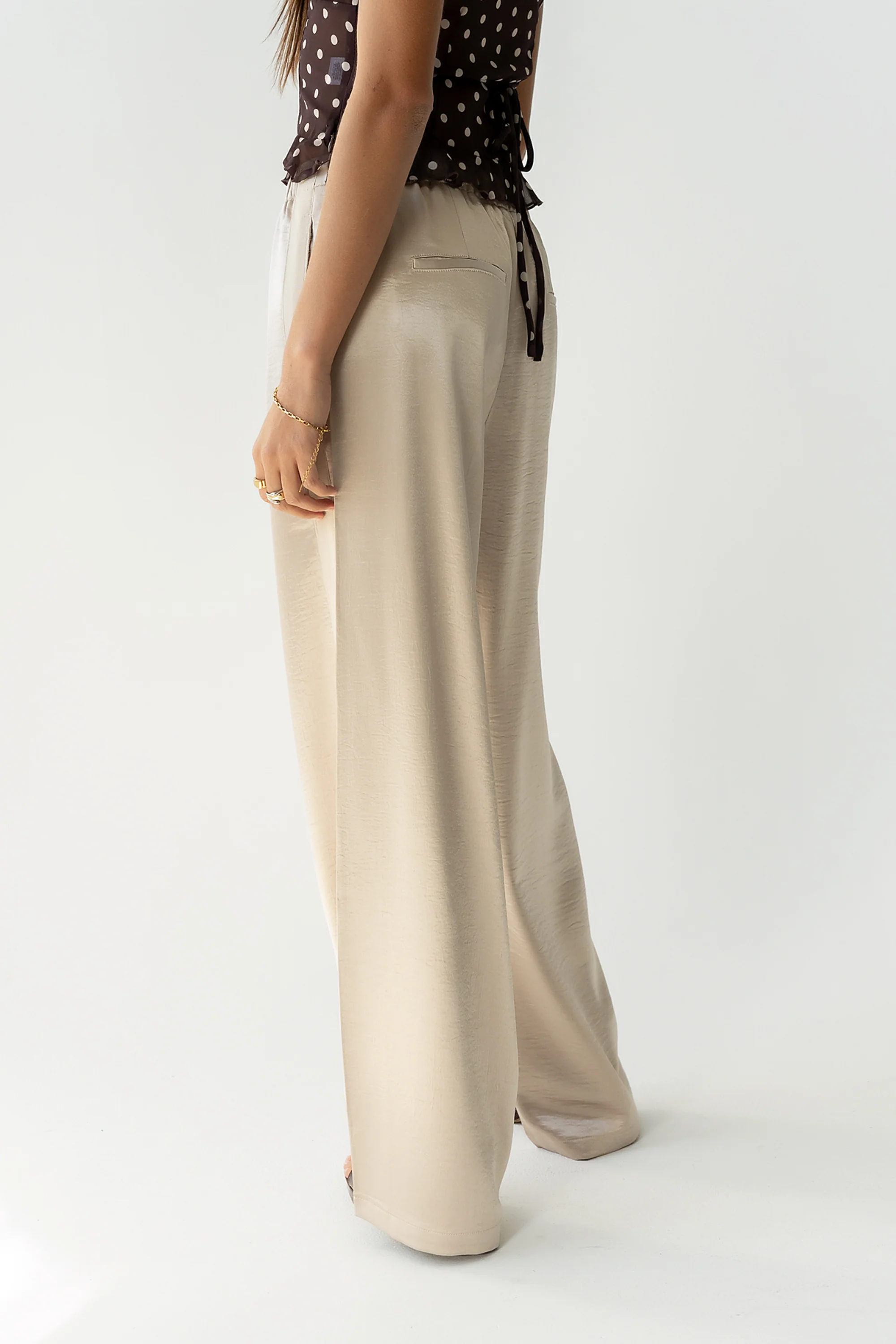 Gemma Satin Wide Leg Pants in Champagne - FINAL SALE - Image 9