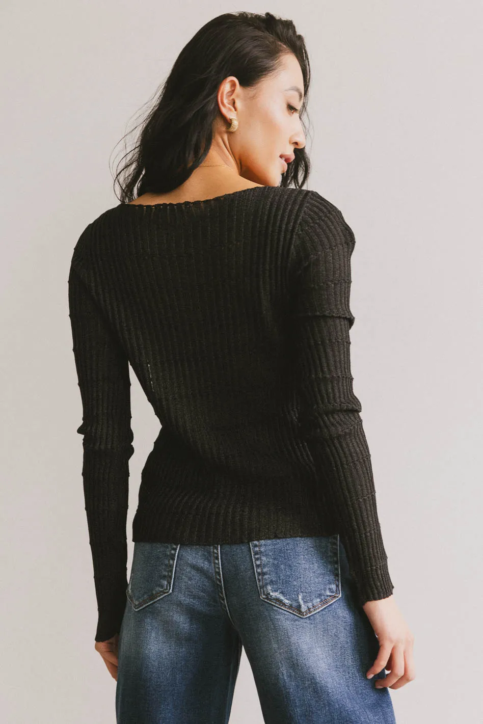 Gemma Sheer Ribbed Top in Black - FINAL SALE - Image 5