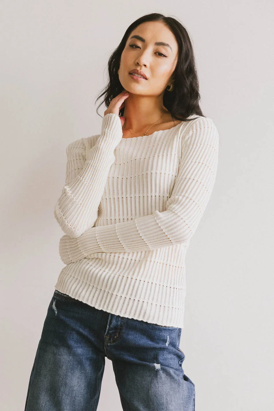 Gemma Sheer Ribbed Top in White - FINAL SALE - Image 2
