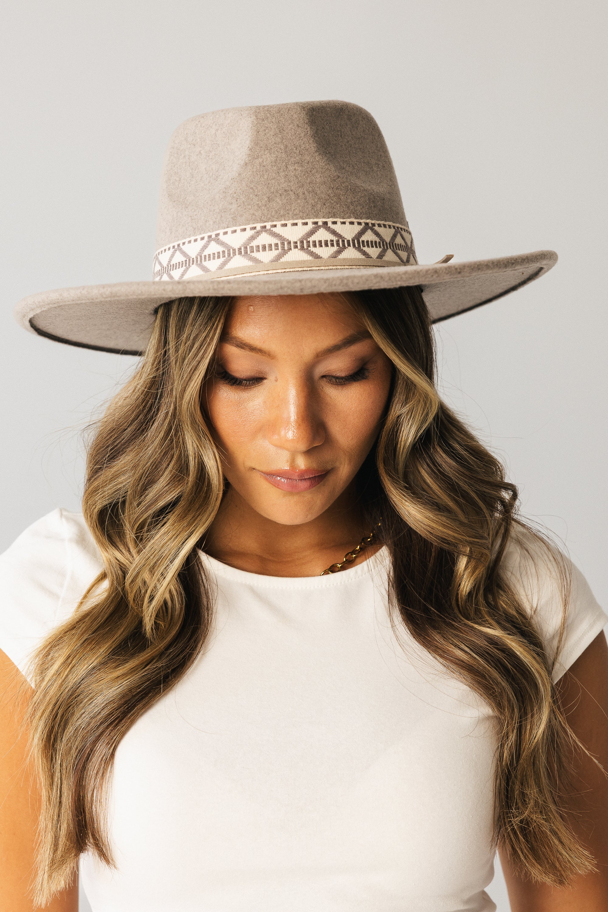 Geometric Felt Hat in Taupe - Image 2