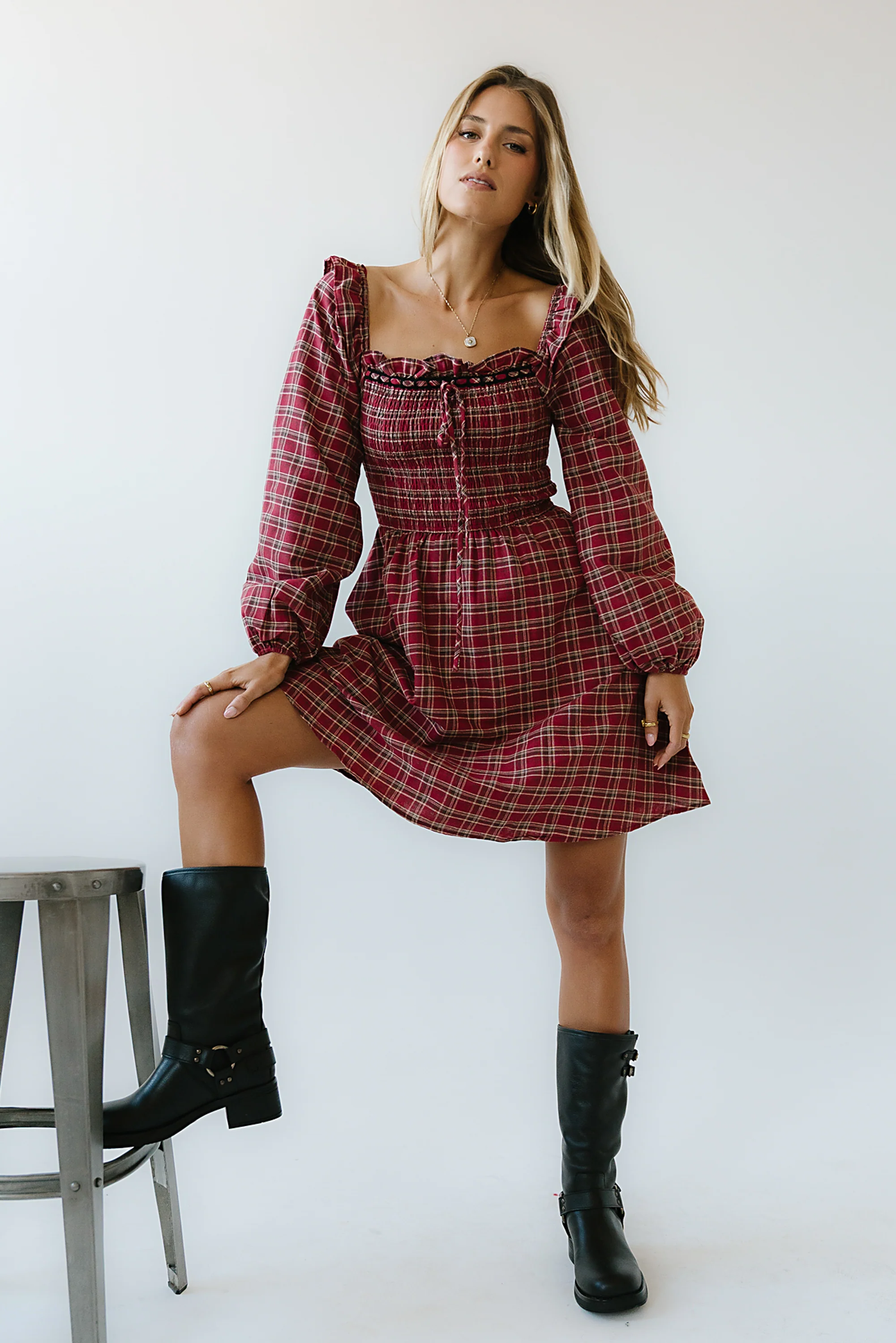 George Plaid Mini Dress - FINAL SALE - Image 3