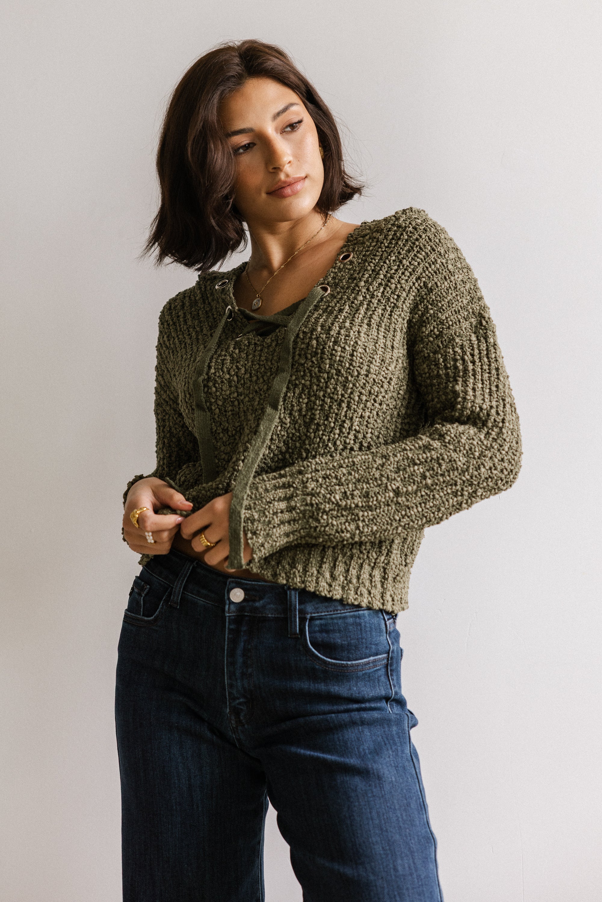 Georgie Knit Sweater in Olive - FINAL SALE - Image 5