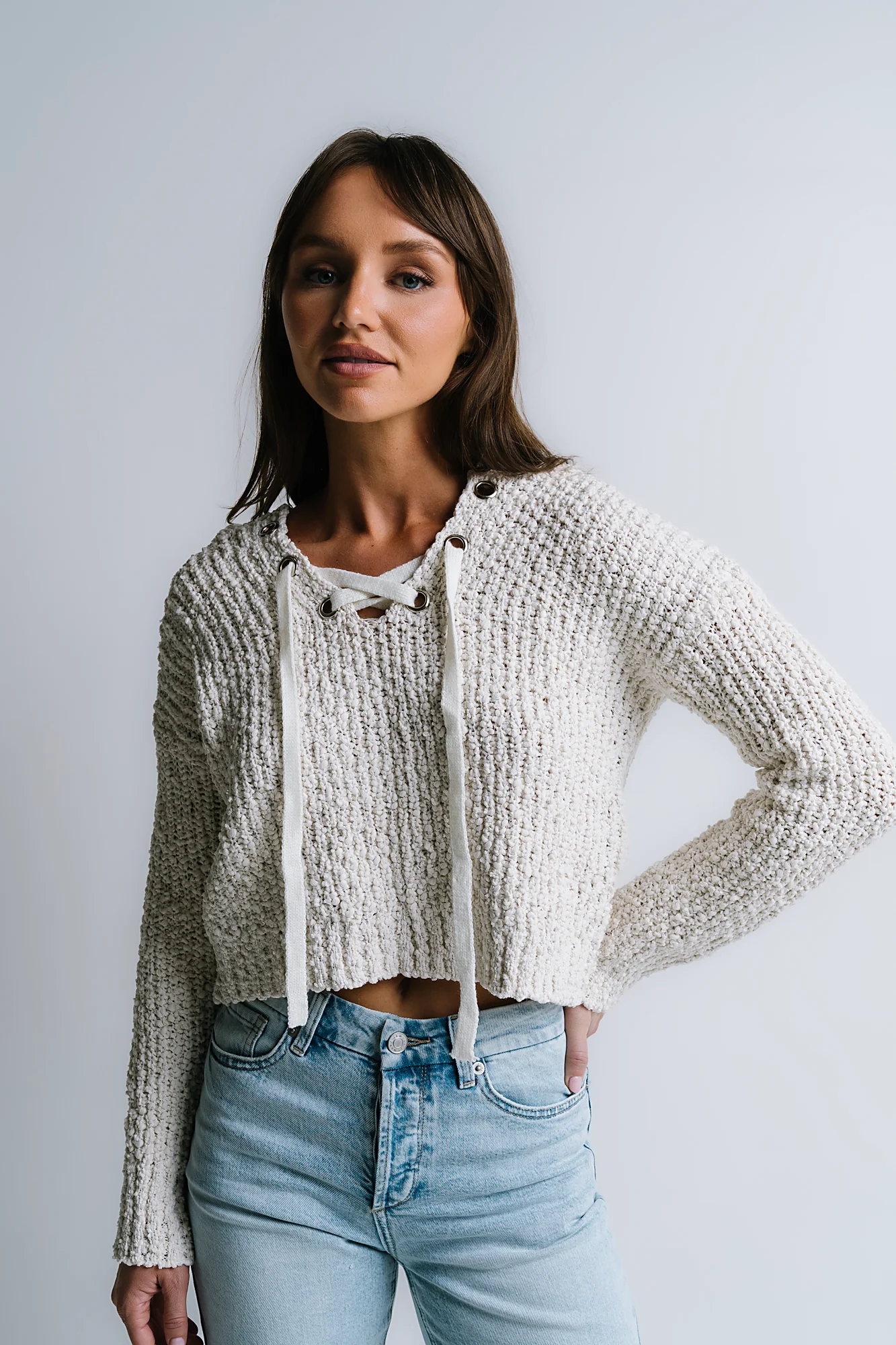 Georgie Knit Sweater in Ivory - FINAL SALE - Image 2
