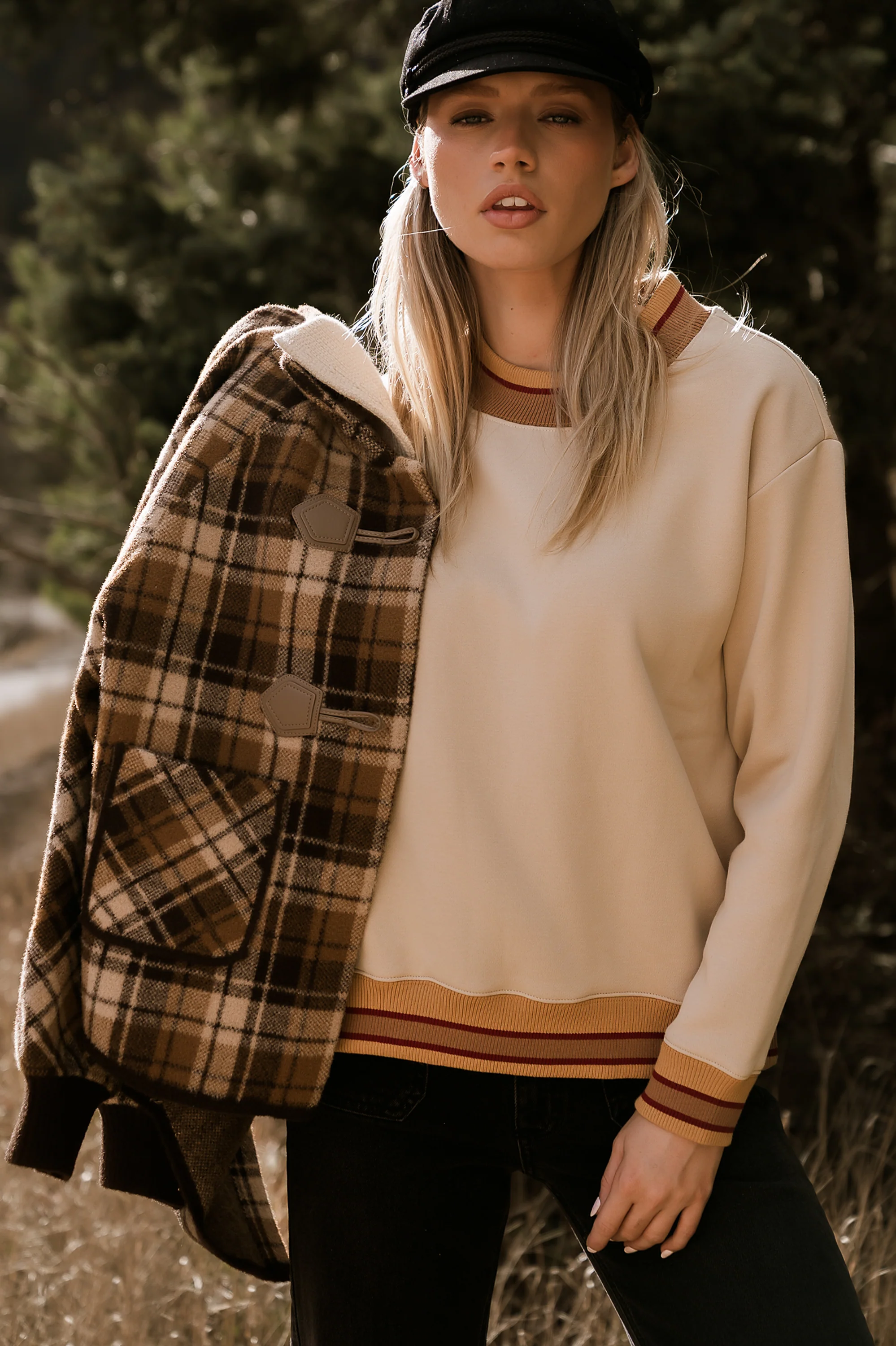 Gigi Plaid Jacket in Taupe - FINAL SALE - Image 8