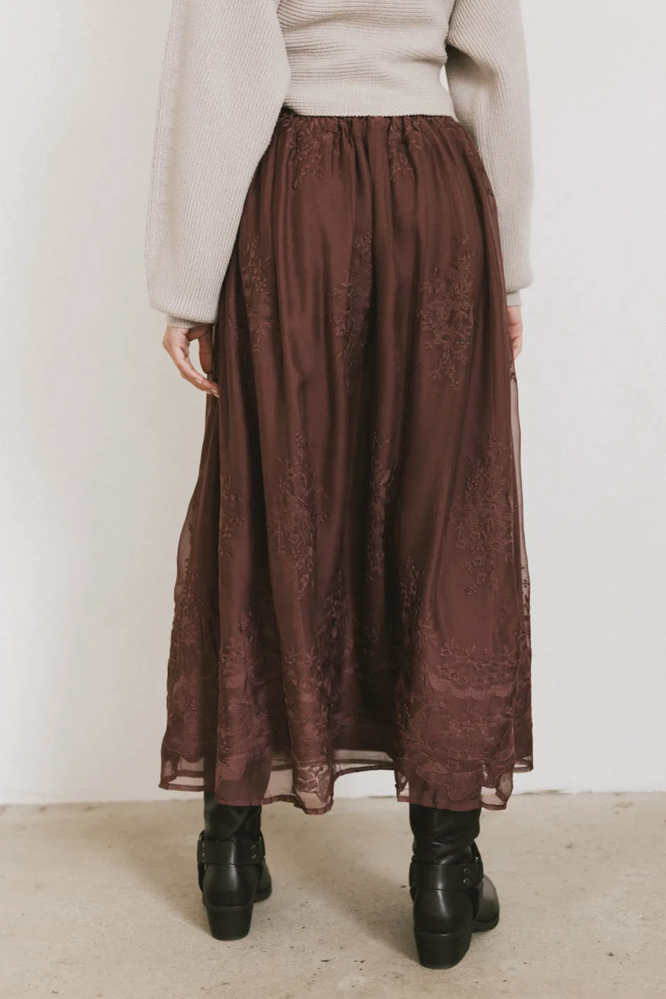 Grace Floral Tulle Skirt in Maroon - FINAL SALE - Image 4