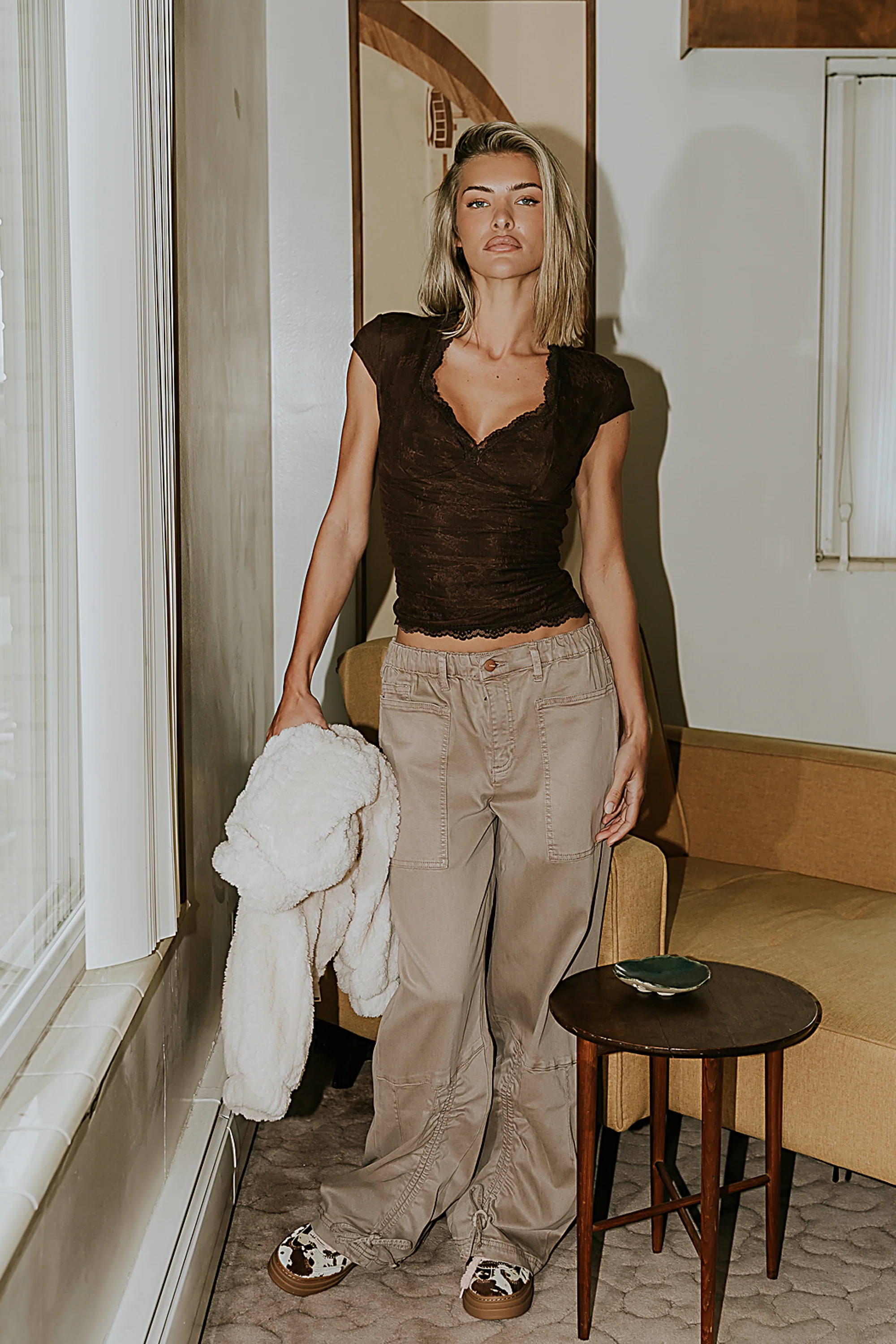 Gracie Lace Top in Brown - Image 6