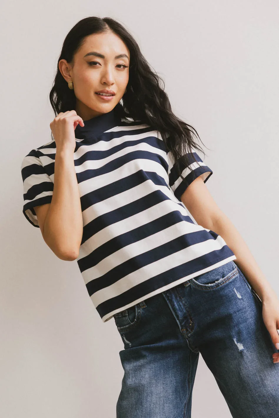 Grenna Striped Top in Navy - FINAL SALE - Image 2
