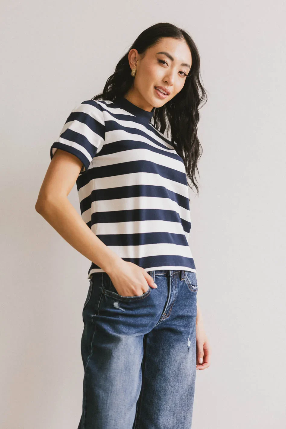 Grenna Striped Top in Navy - FINAL SALE - Image 3
