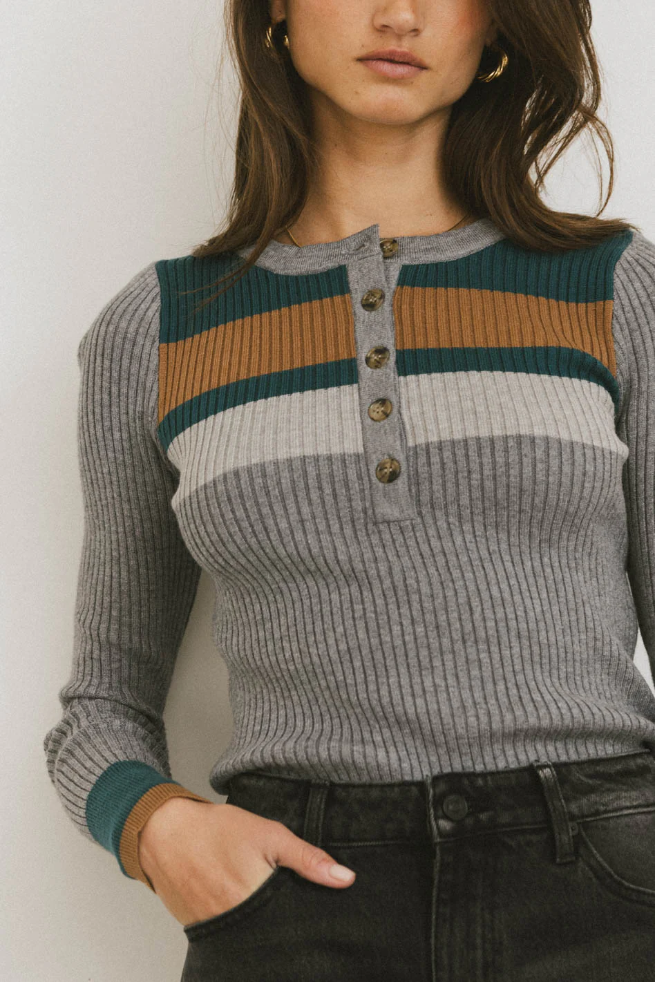 Grethena Ribbed Top in Grey - FINAL SALE - Image 3