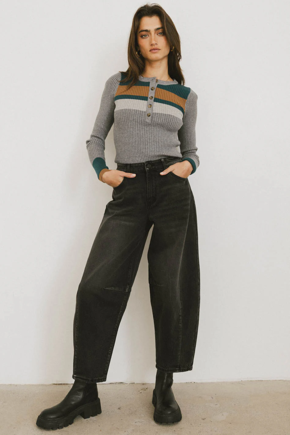 Grethena Ribbed Top in Grey - FINAL SALE - Image 4